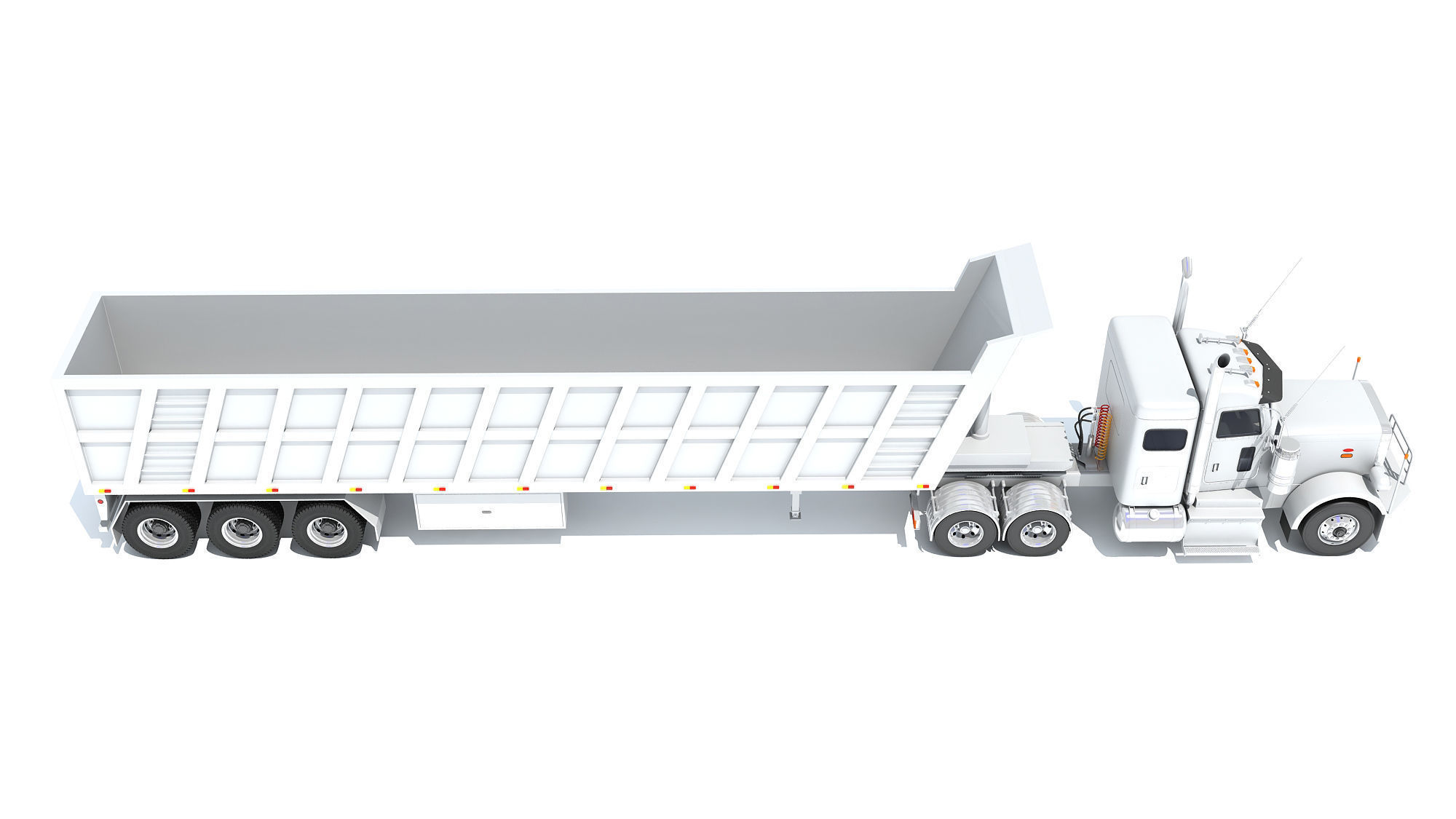 Semi Truck with Tipper Trailer 3D model_6