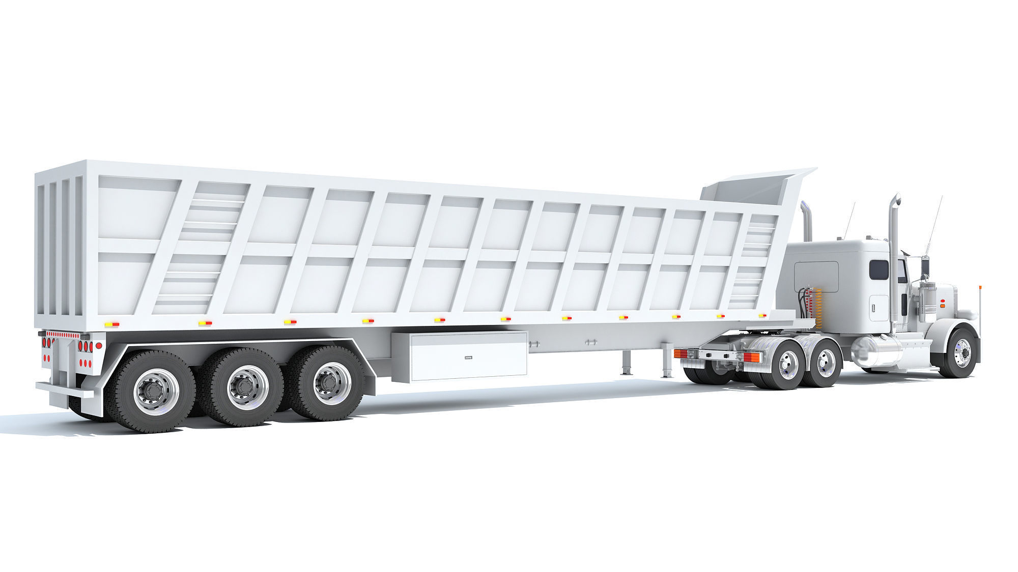 Semi Truck with Tipper Trailer 3D model_4