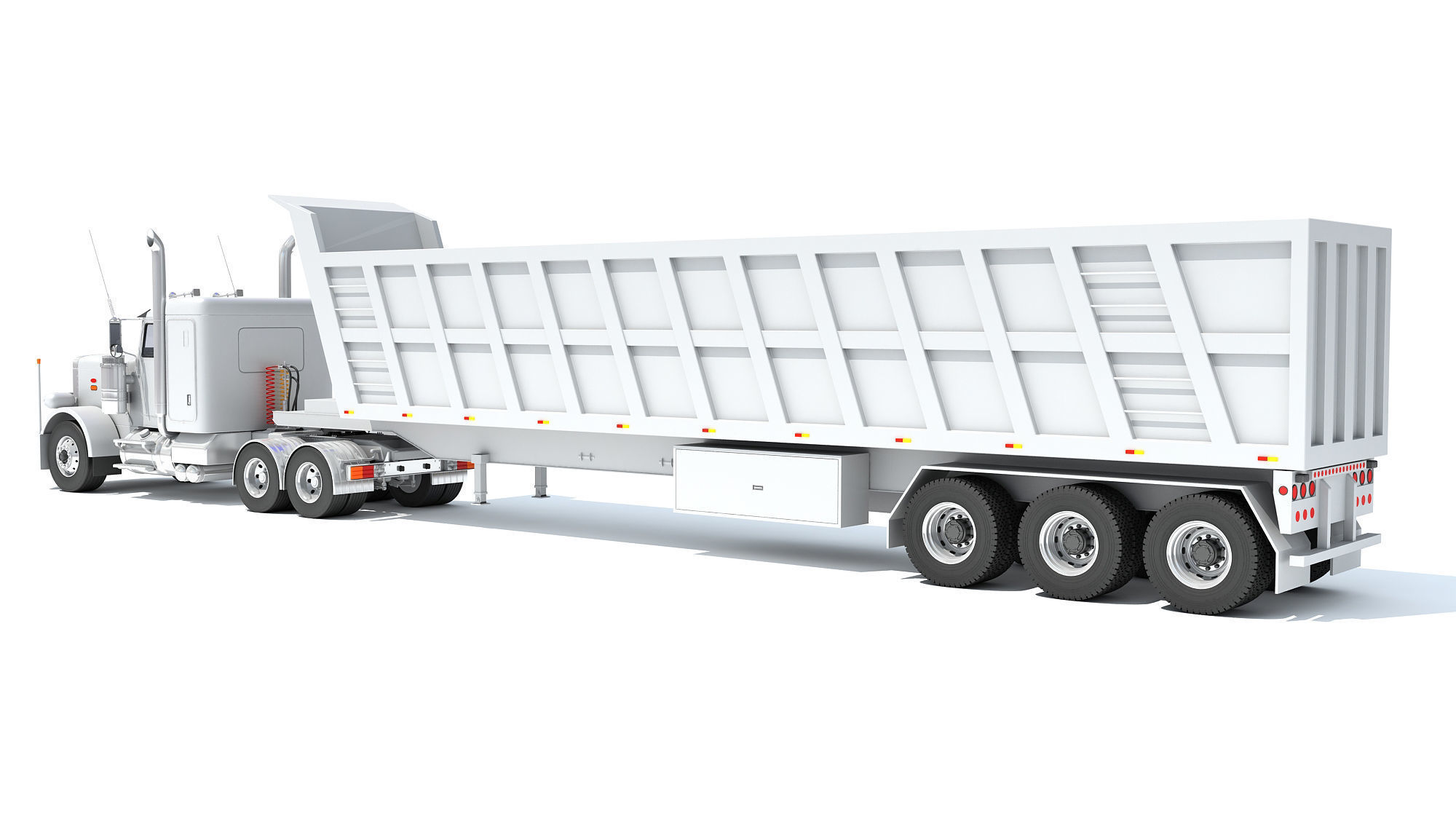 Semi Truck with Tipper Trailer 3D model_2