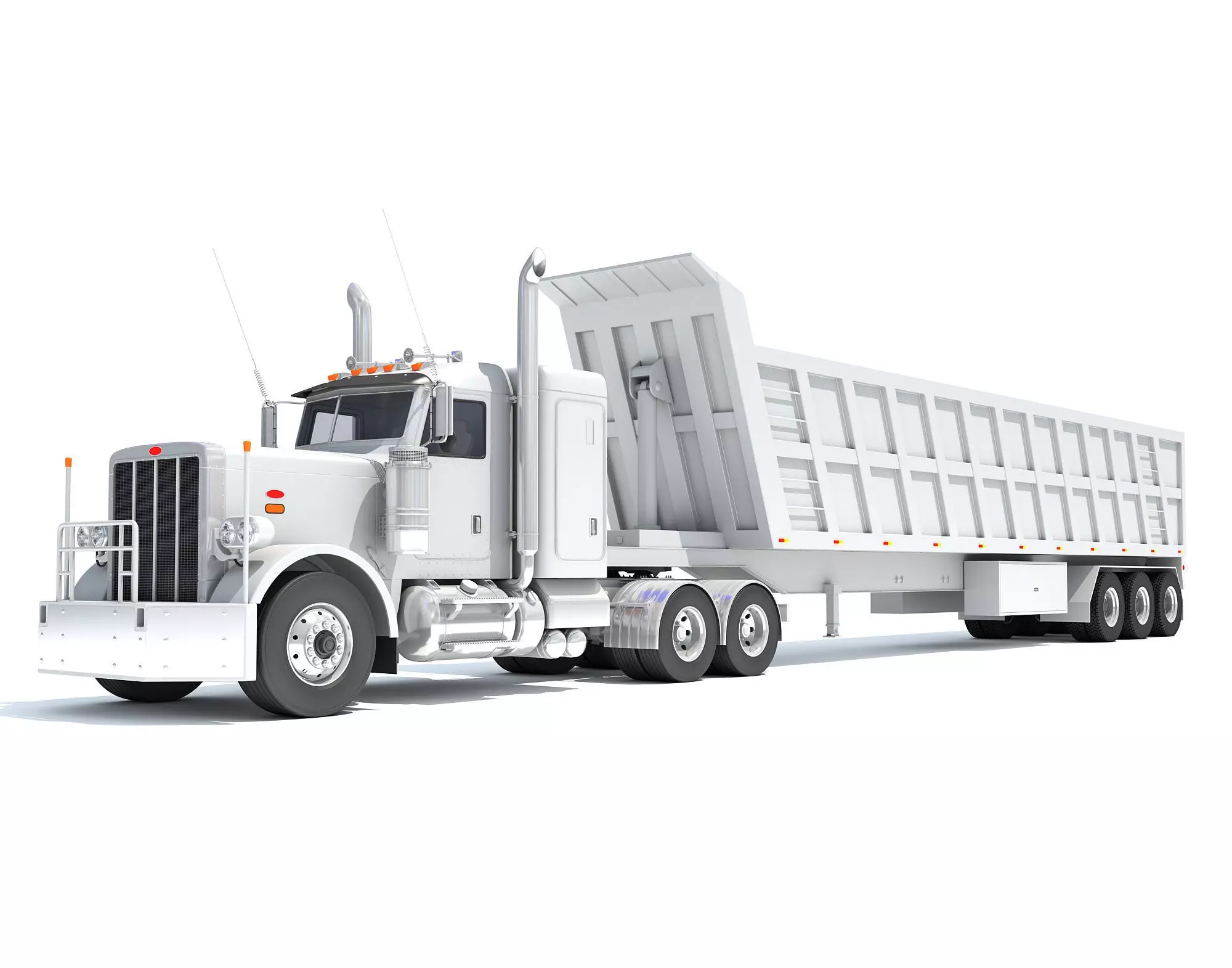 Semi Truck with Tipper Trailer 3D model_0