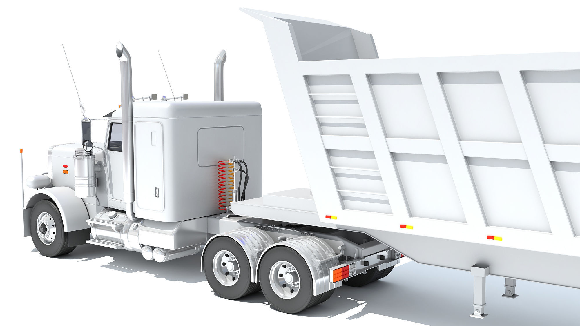 Semi Truck with Tipper Trailer 3D model_13