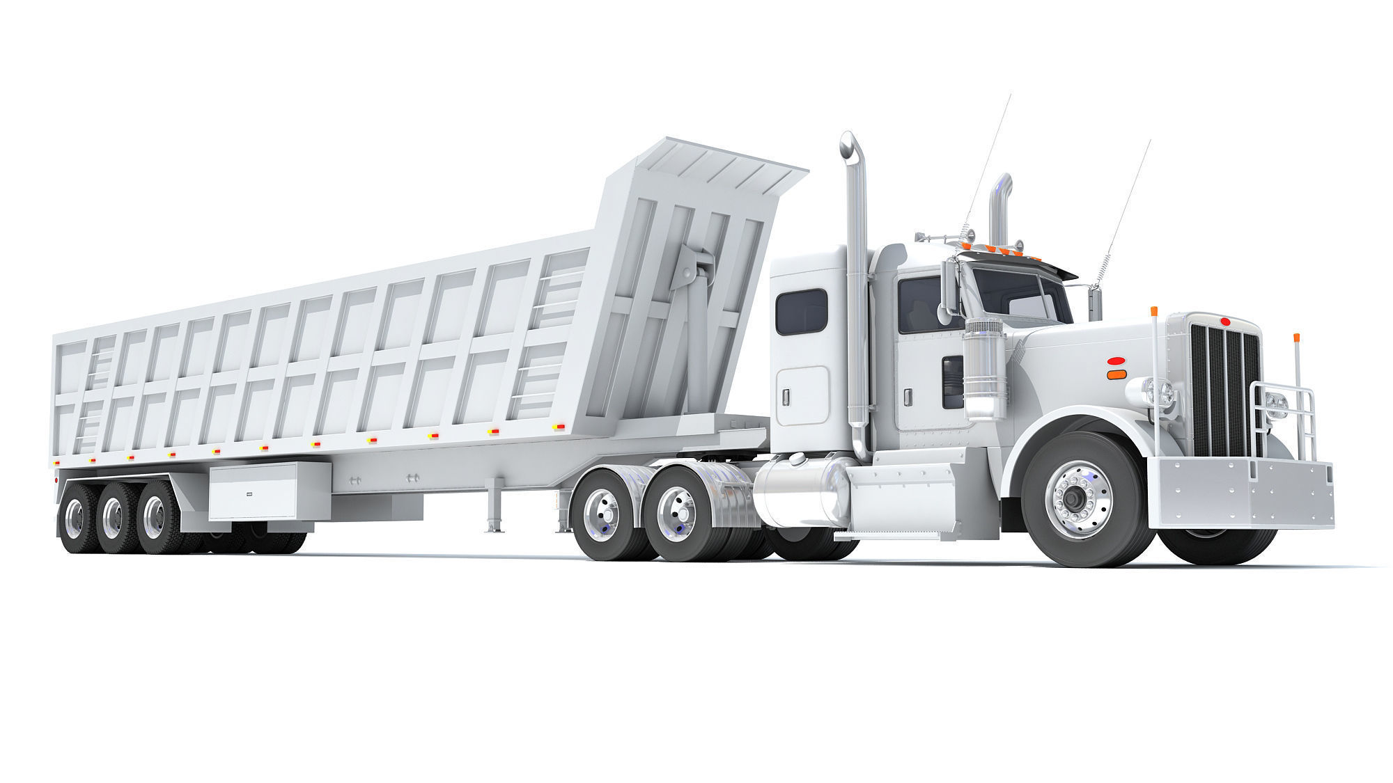 Semi Truck with Tipper Trailer 3D model_8