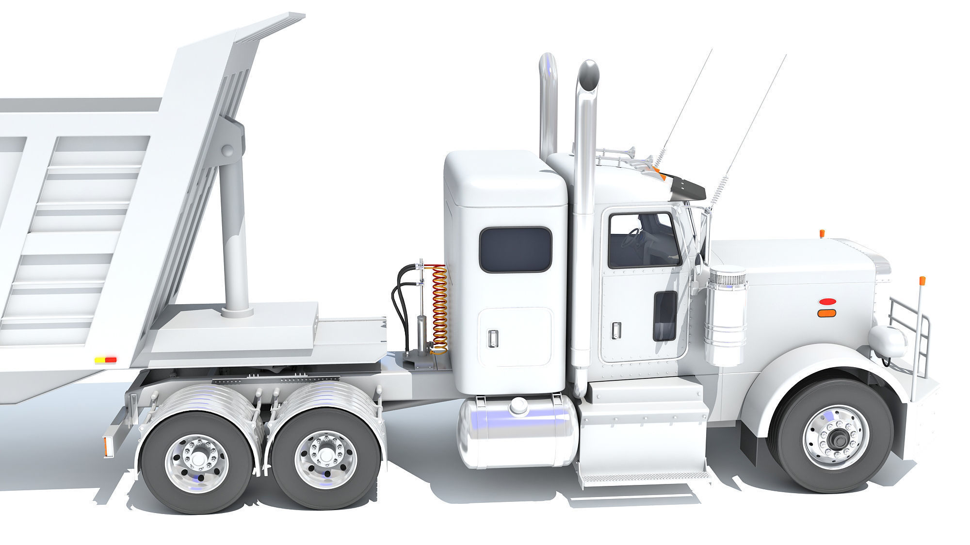 Semi Truck with Tipper Trailer 3D model_16