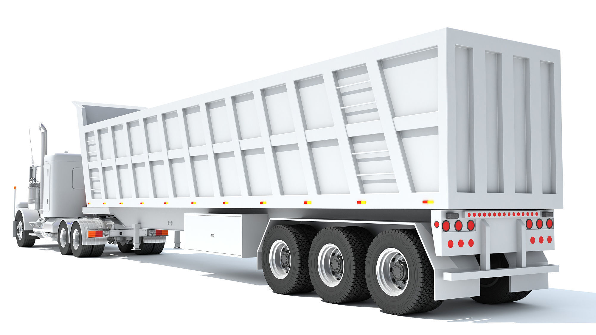 Semi Truck with Tipper Trailer 3D model_3