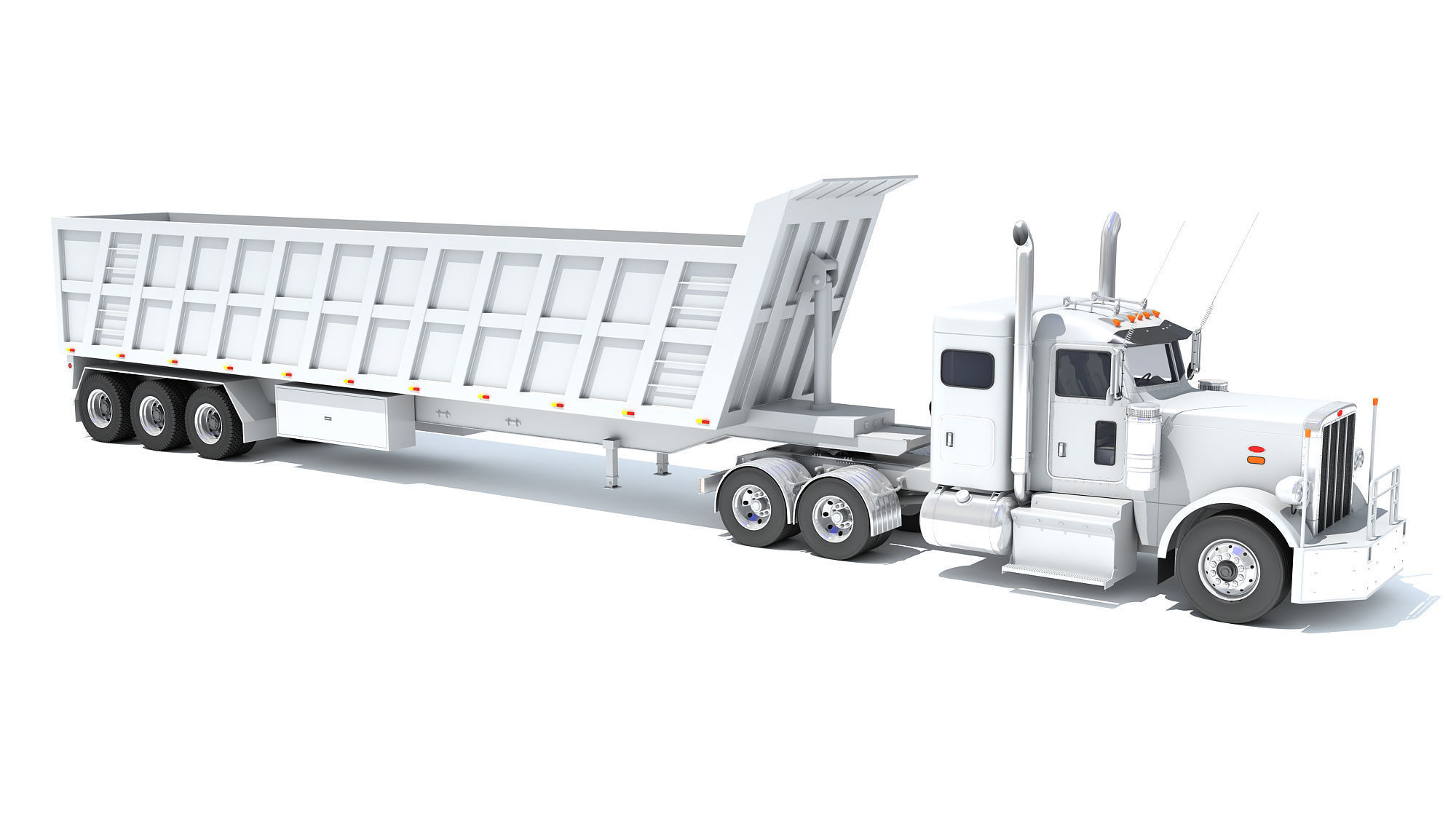 Semi Truck with Tipper Trailer 3D model_7