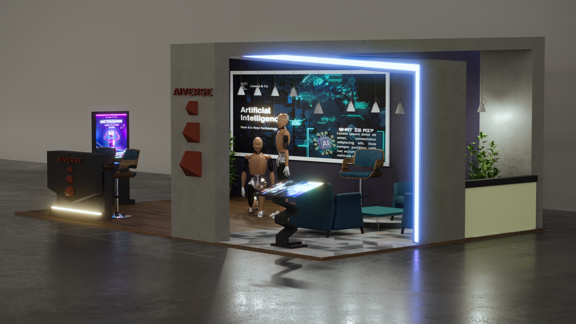 Futuristic AI Technology Exhibition Stand - 3D Model 3D model_2