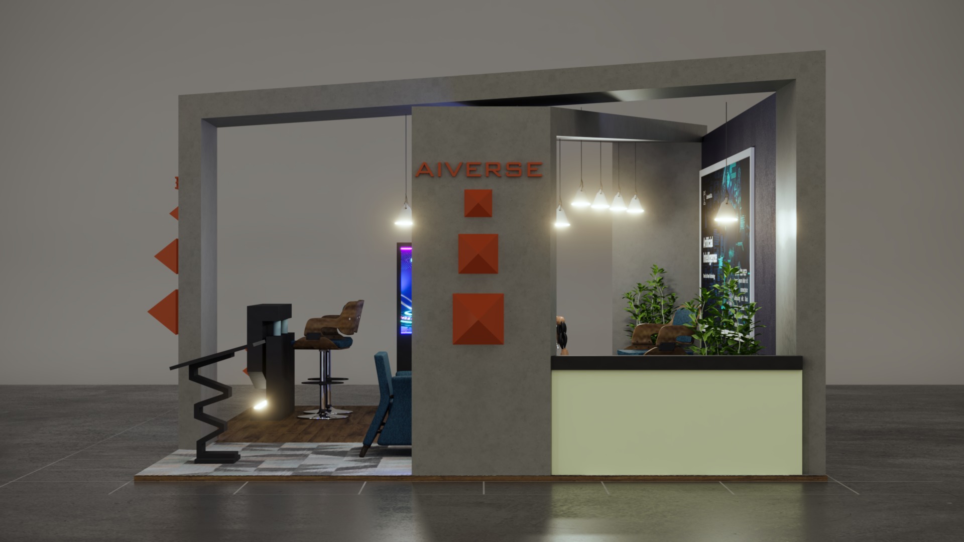 Futuristic AI Technology Exhibition Stand - 3D Model 3D model_3