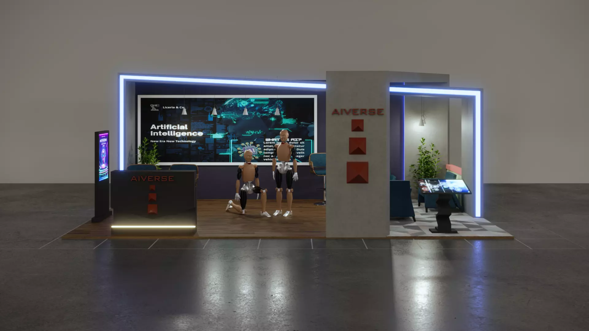 Futuristic AI Technology Exhibition Stand - 3D Model 3D model_0