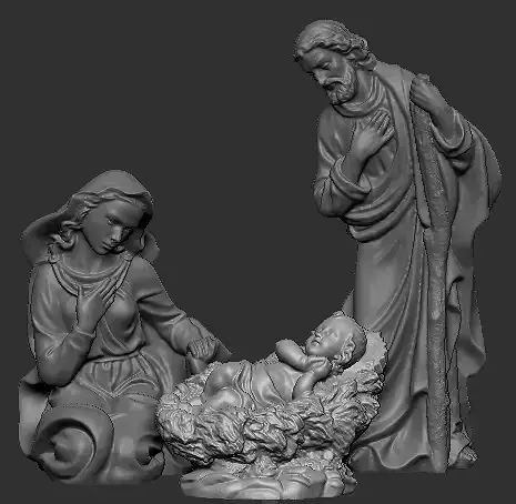 birth manger virgin Mary Saint Joseph and baby Jesus  pesebre 3D print model