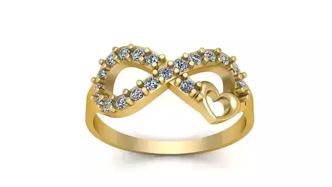 Infinity Heart Diamond  Ring 3d Printable Model