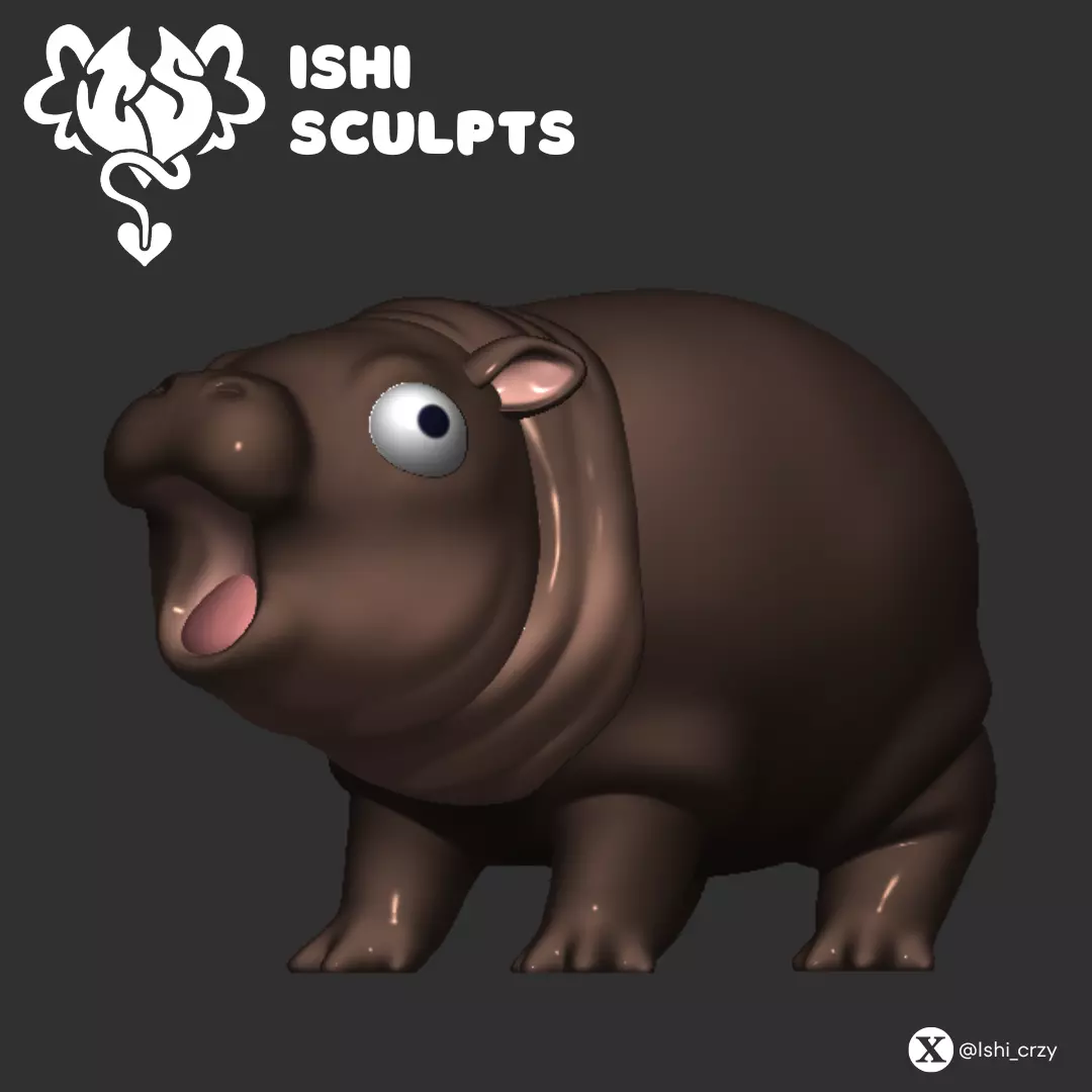 Moo Deng the Baby Hippo  3D print model_0