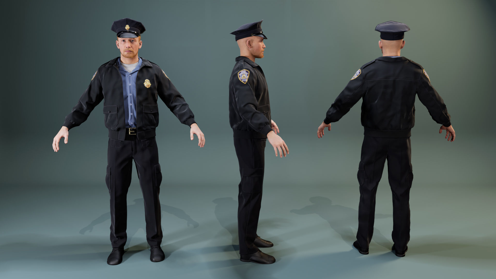 Police Uniform Bundle For MetaHuman - Rigged - Game Ready Low-poly 3D model_17