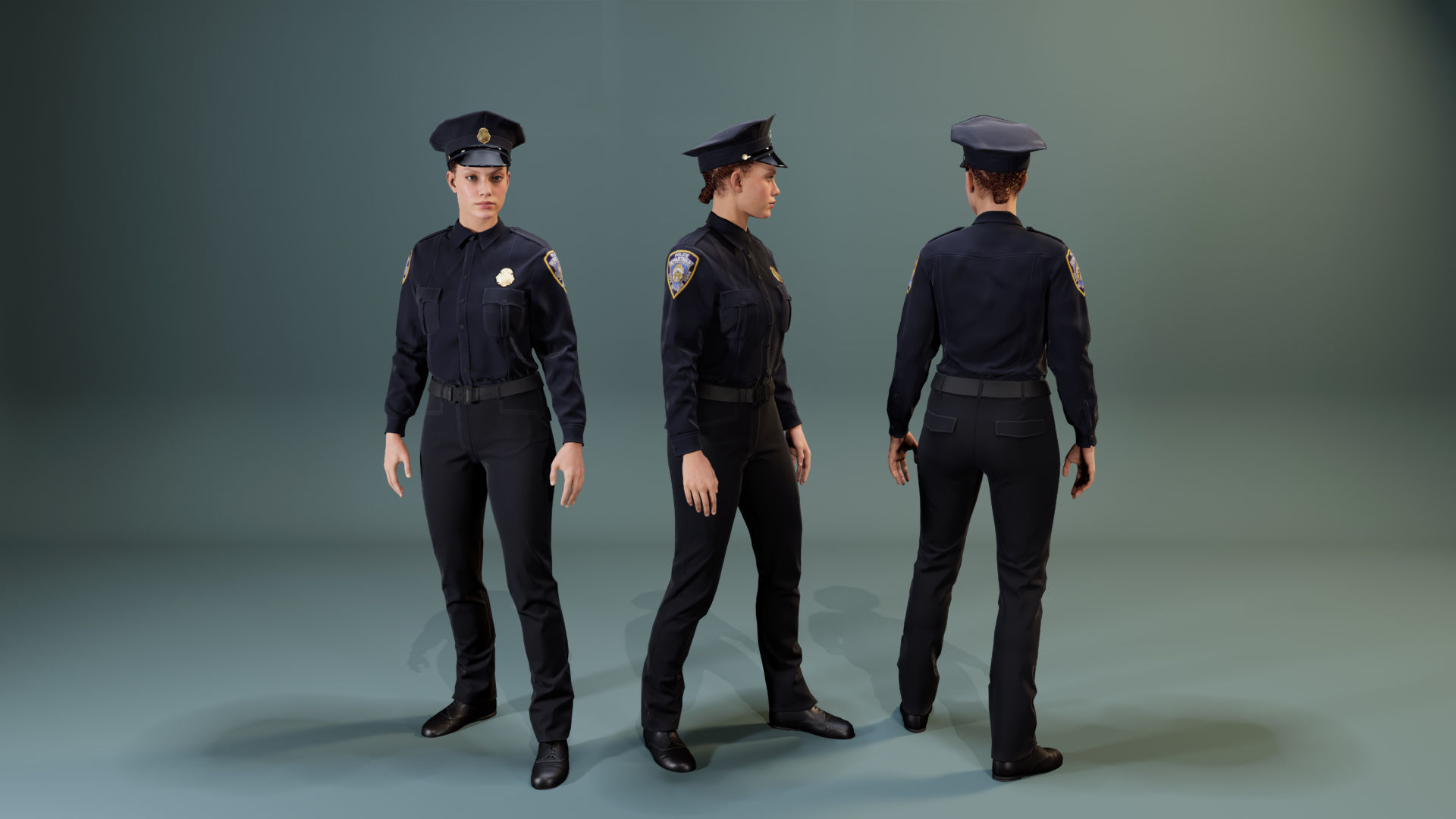 Police Uniform Bundle For MetaHuman - Rigged - Game Ready Low-poly 3D model_19