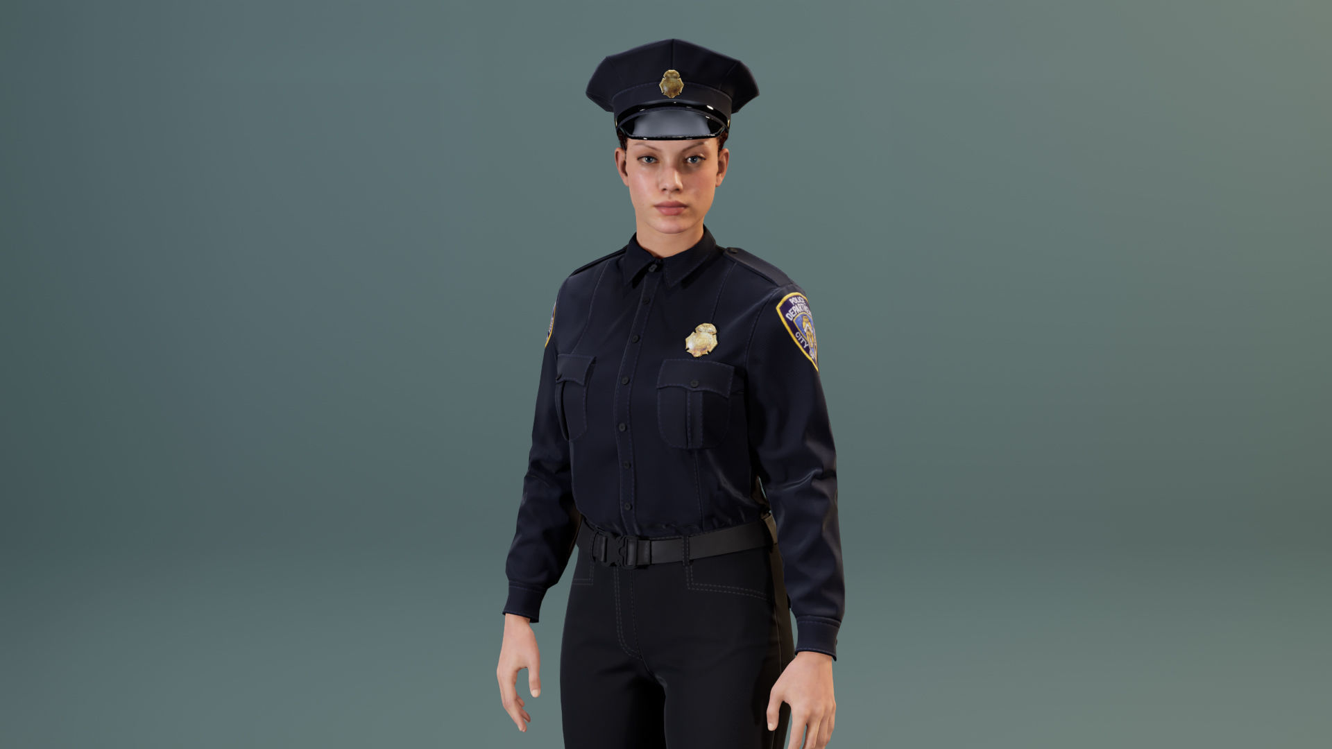 Police Uniform Bundle For MetaHuman - Rigged - Game Ready Low-poly 3D model_20