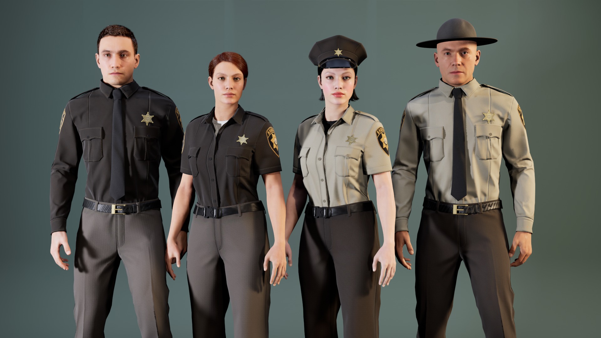 Police Uniform Bundle For MetaHuman - Rigged - Game Ready Low-poly 3D model_4