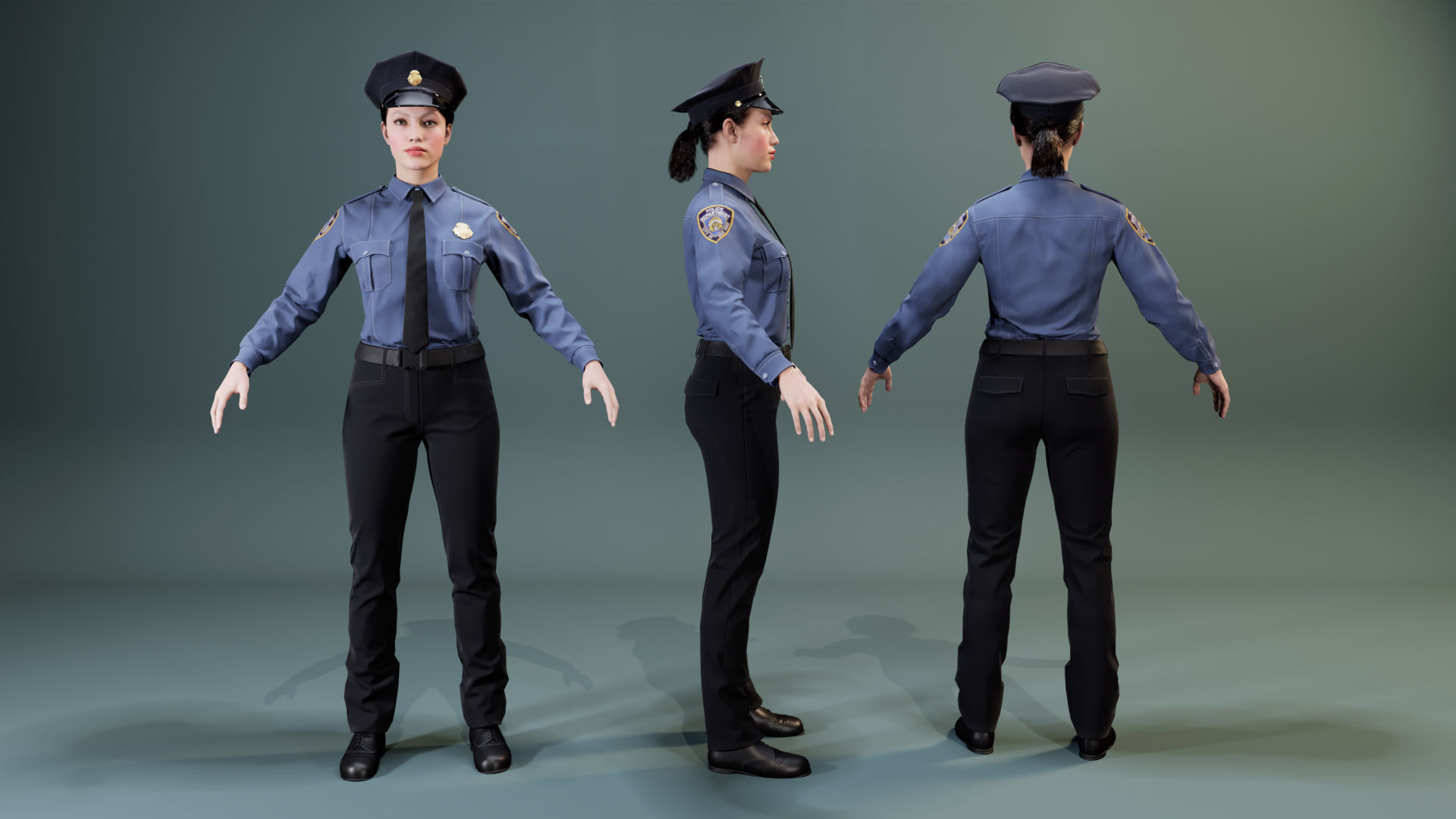 Police Uniform Bundle For MetaHuman - Rigged - Game Ready Low-poly 3D model_12