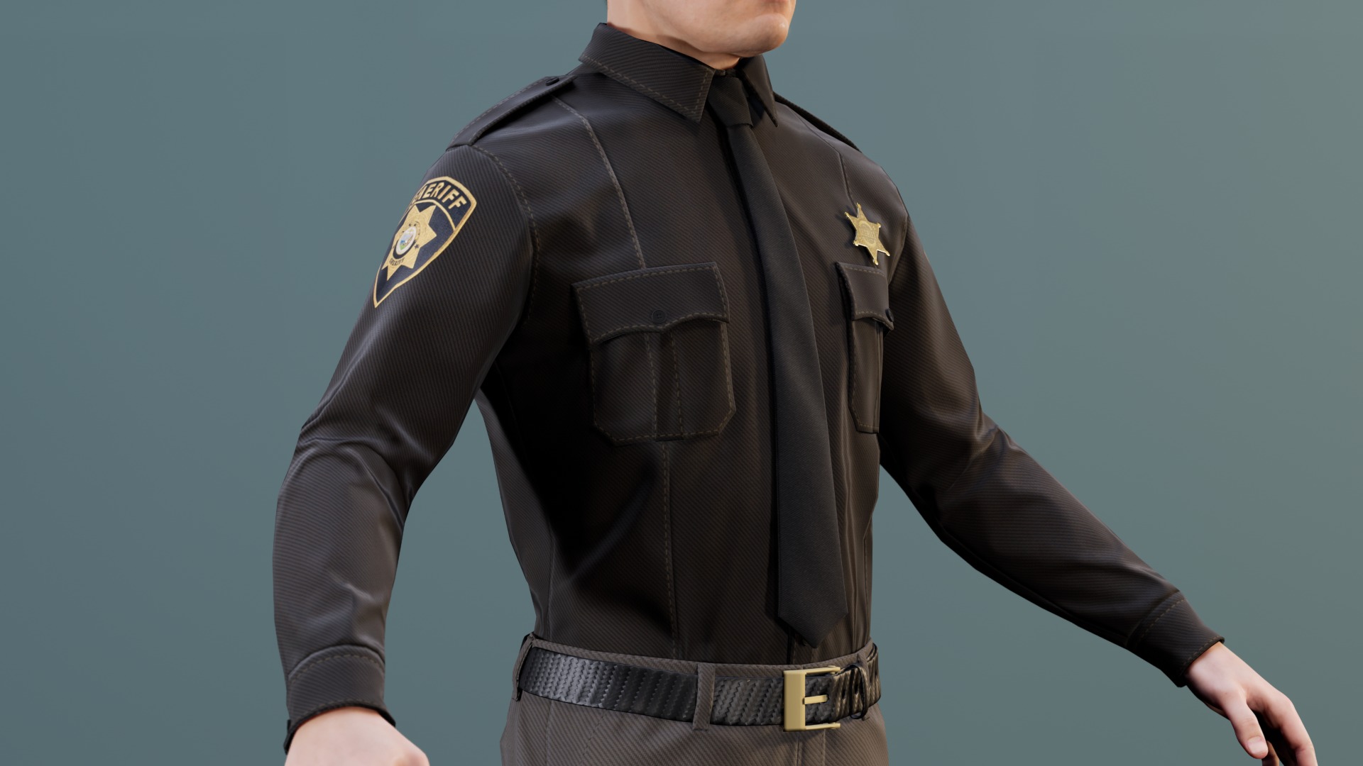 Police Uniform Bundle For MetaHuman - Rigged - Game Ready Low-poly 3D model_27
