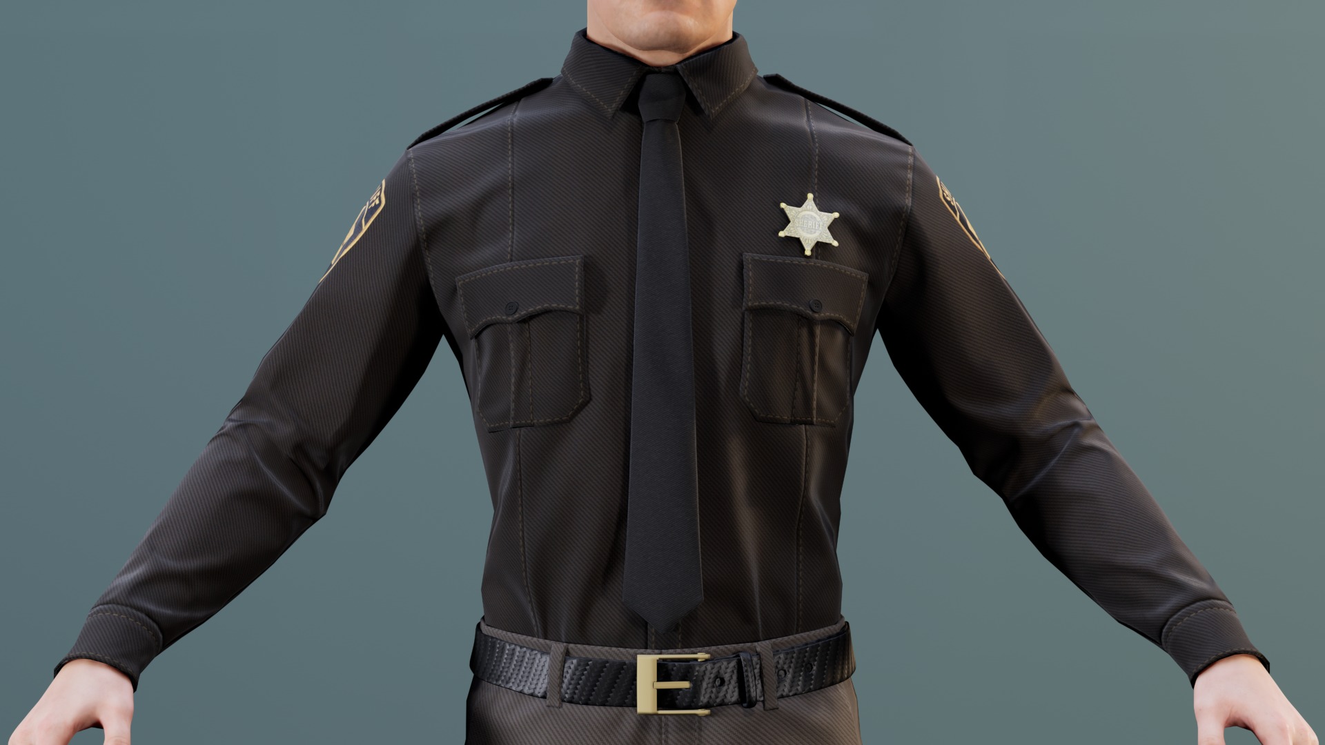 Police Uniform Bundle For MetaHuman - Rigged - Game Ready Low-poly 3D model_26