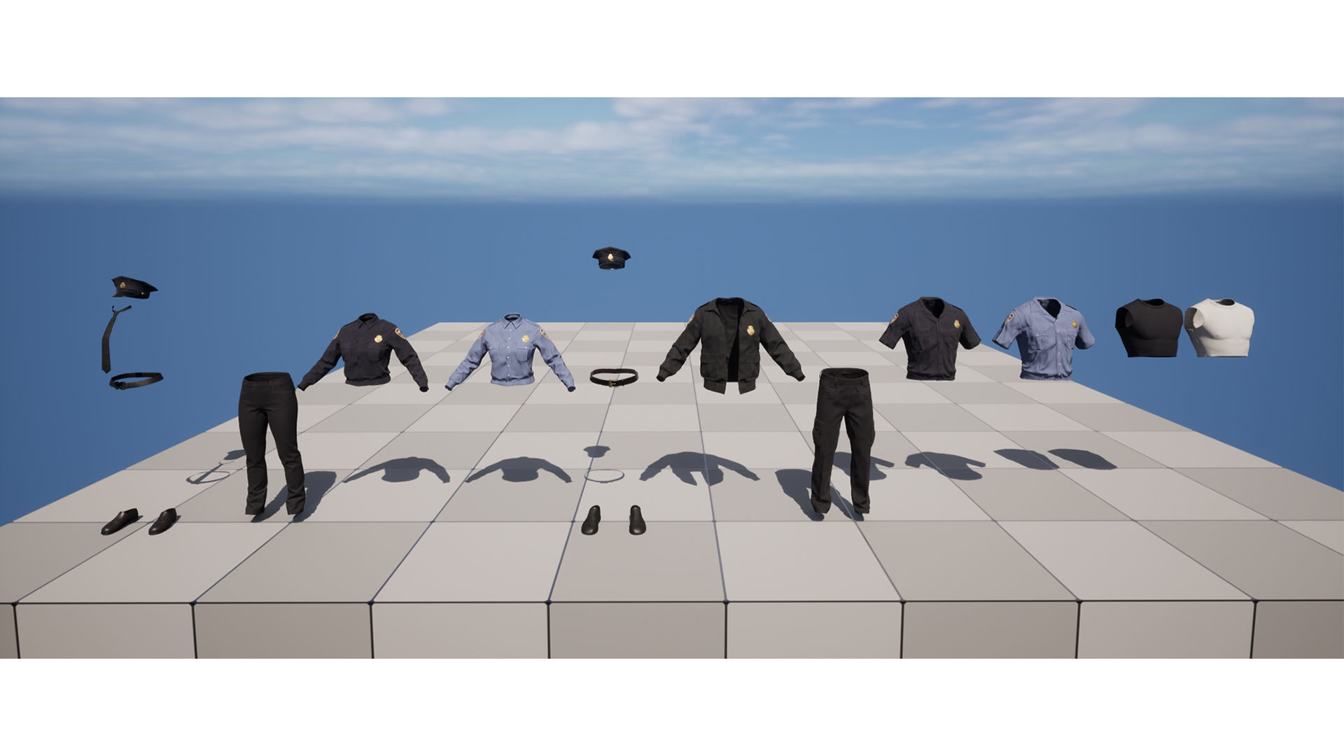 Police Uniform Bundle For MetaHuman - Rigged - Game Ready Low-poly 3D model_33