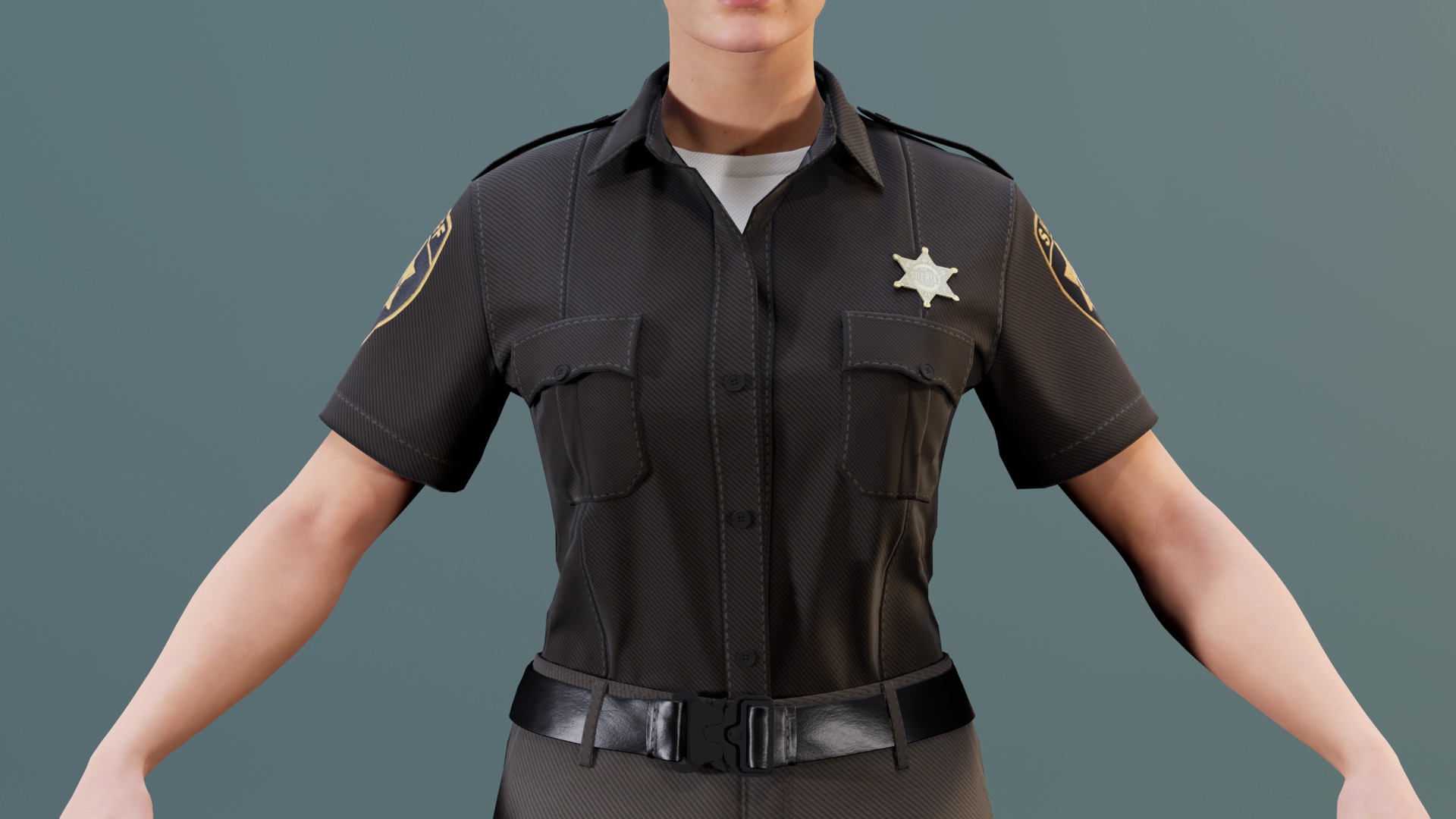 Police Uniform Bundle For MetaHuman - Rigged - Game Ready Low-poly 3D model_29