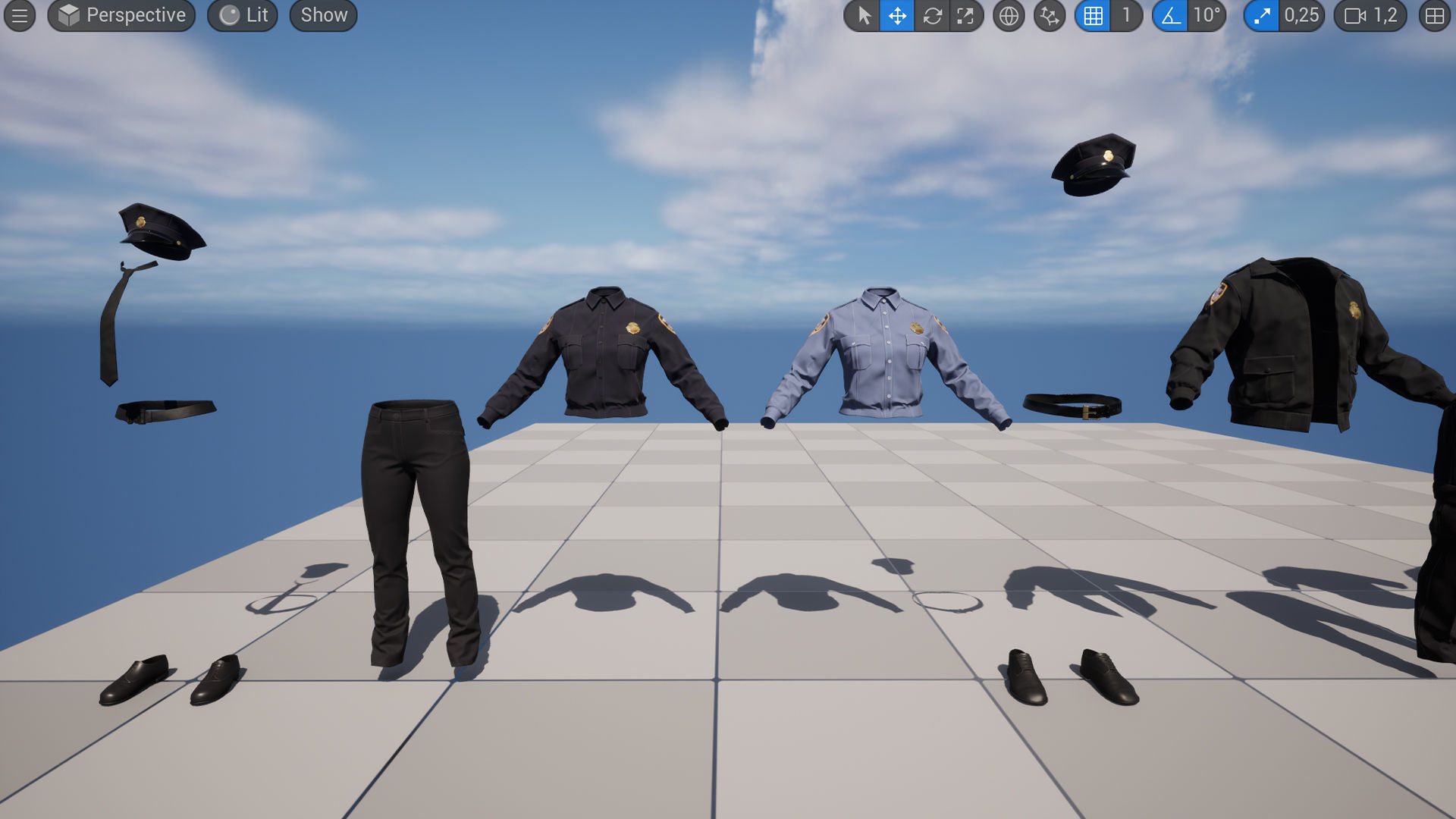 Police Uniform Bundle For MetaHuman - Rigged - Game Ready Low-poly 3D model_32