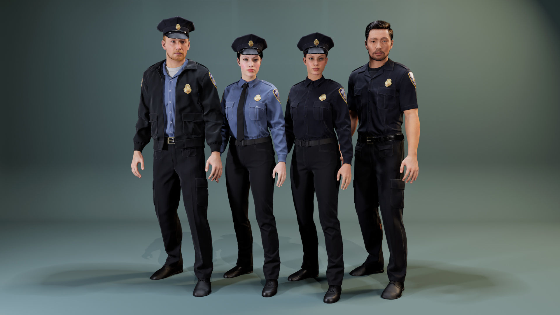 Police Uniform Bundle For MetaHuman - Rigged - Game Ready Low-poly 3D model_3