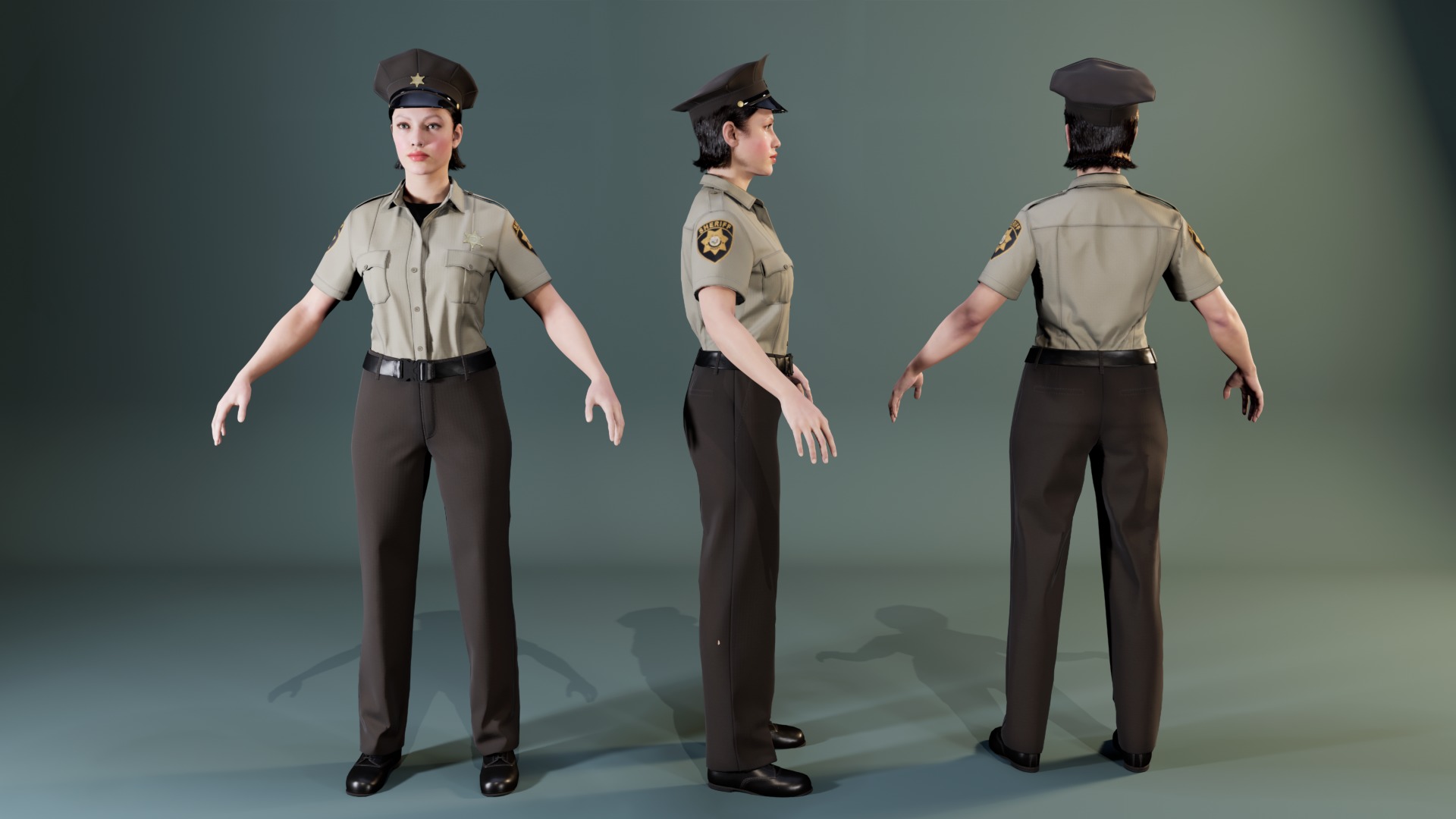 Police Uniform Bundle For MetaHuman - Rigged - Game Ready Low-poly 3D model_8