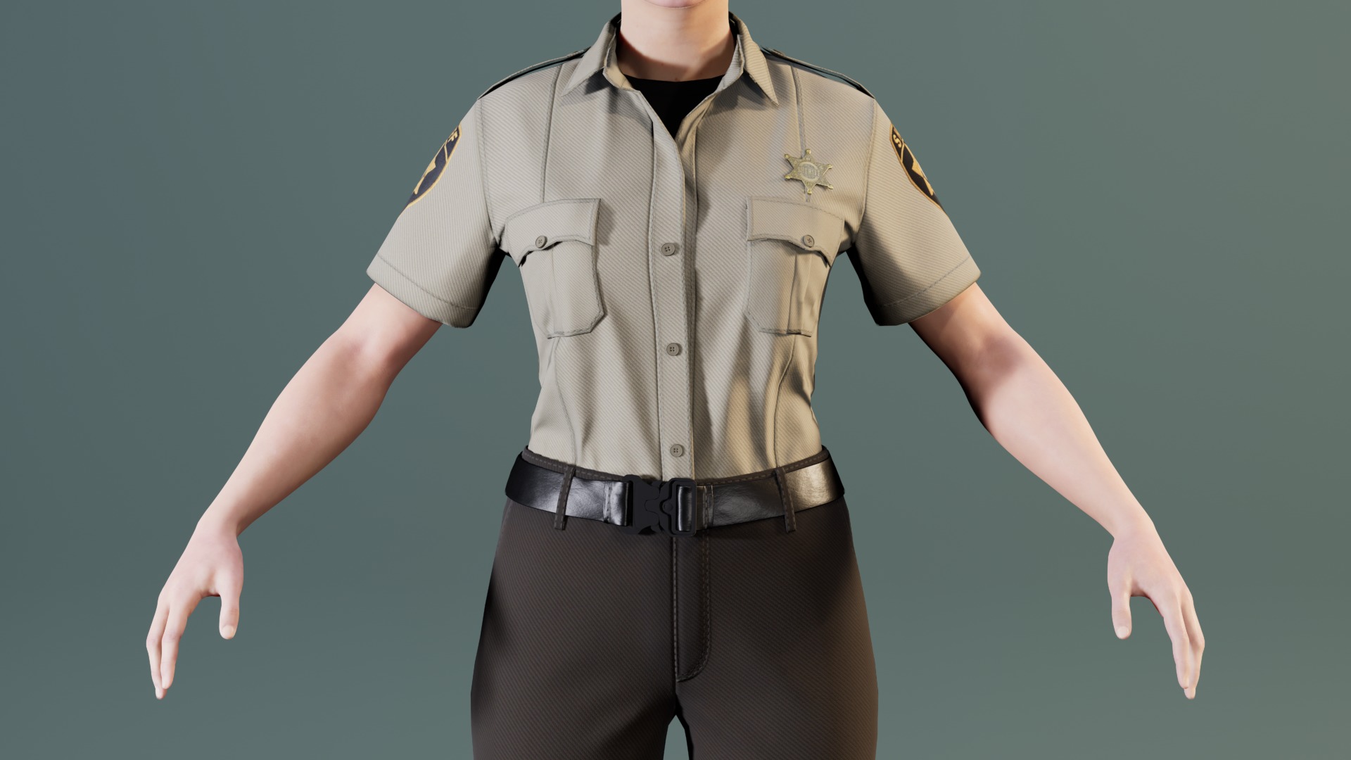 Police Uniform Bundle For MetaHuman - Rigged - Game Ready Low-poly 3D model_6