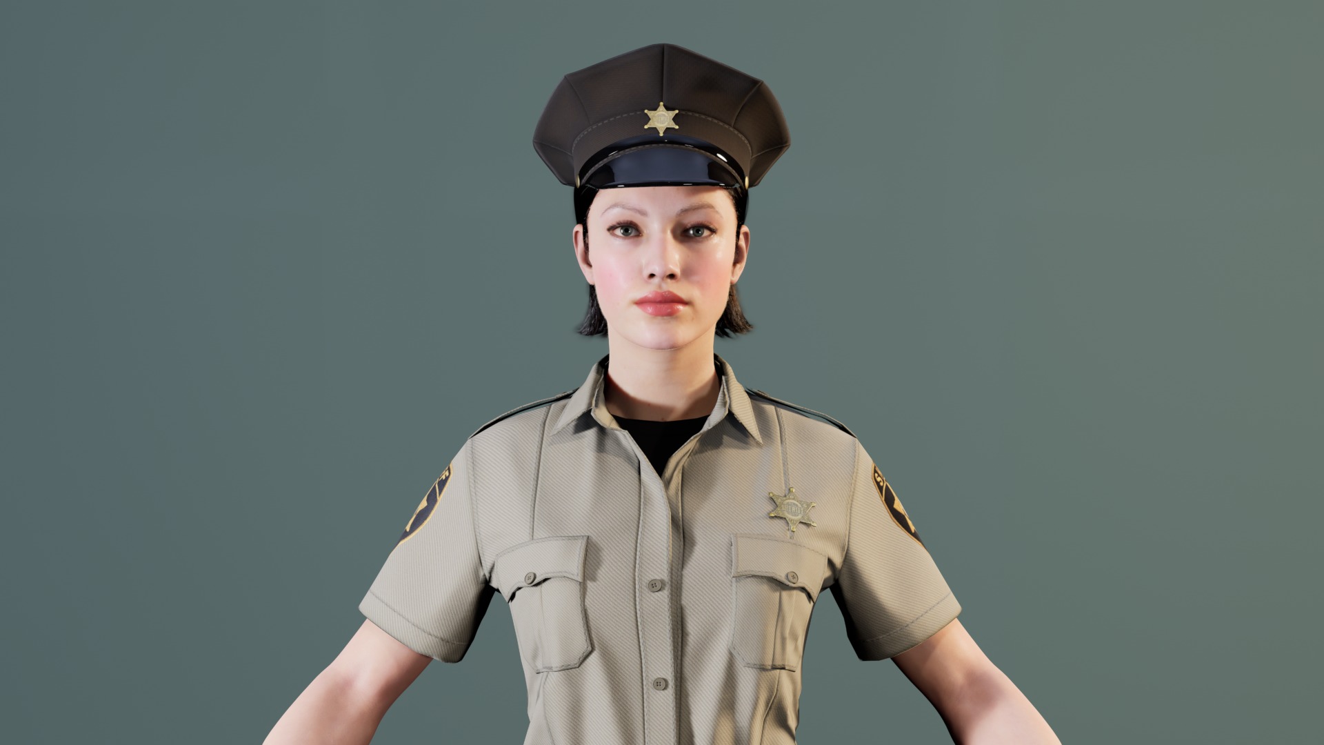 Police Uniform Bundle For MetaHuman - Rigged - Game Ready Low-poly 3D model_5