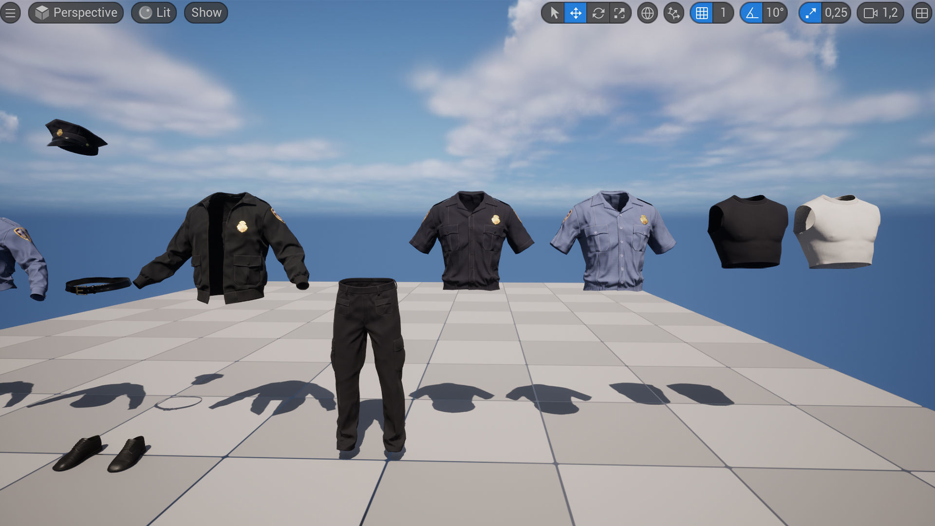 Police Uniform Bundle For MetaHuman - Rigged - Game Ready Low-poly 3D model_34
