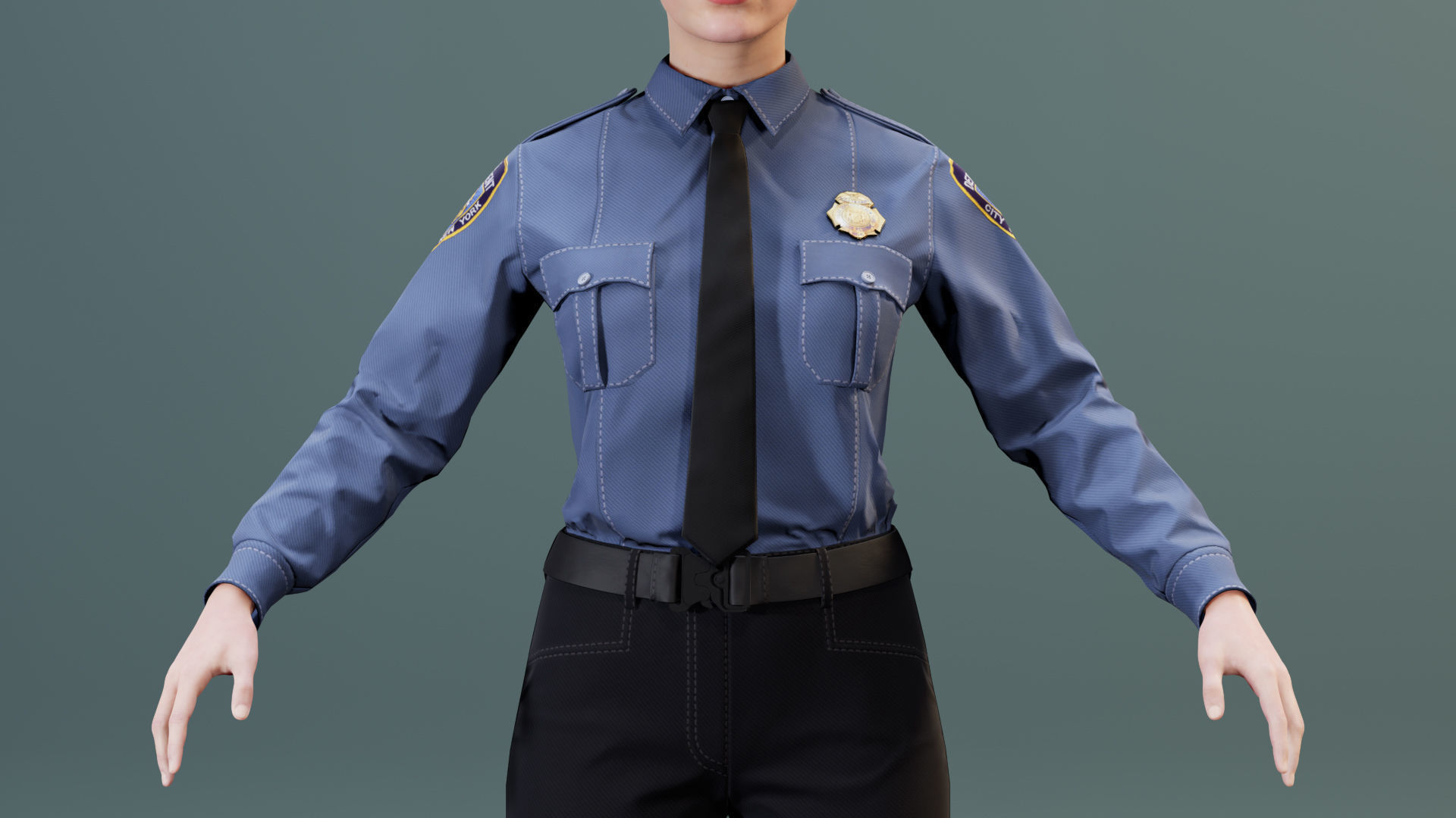 Police Uniform Bundle For MetaHuman - Rigged - Game Ready Low-poly 3D model_10