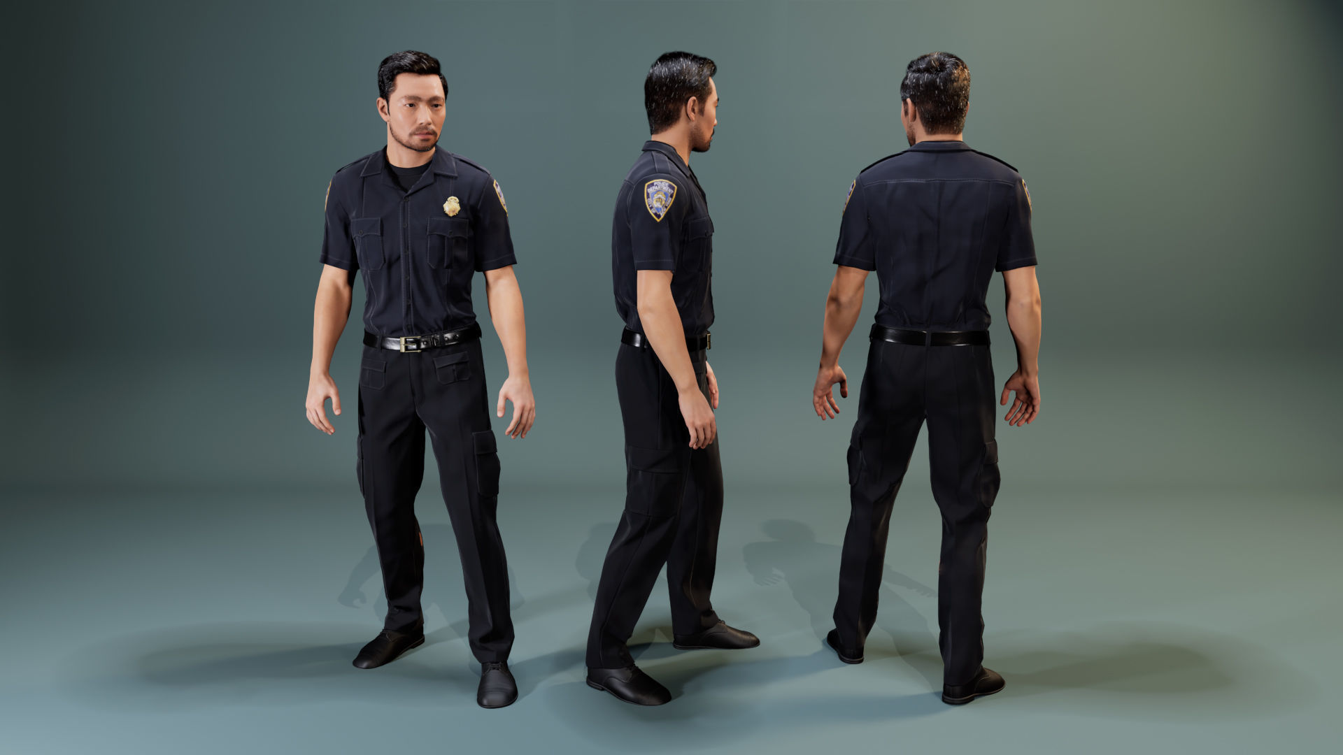 Police Uniform Bundle For MetaHuman - Rigged - Game Ready Low-poly 3D model_18