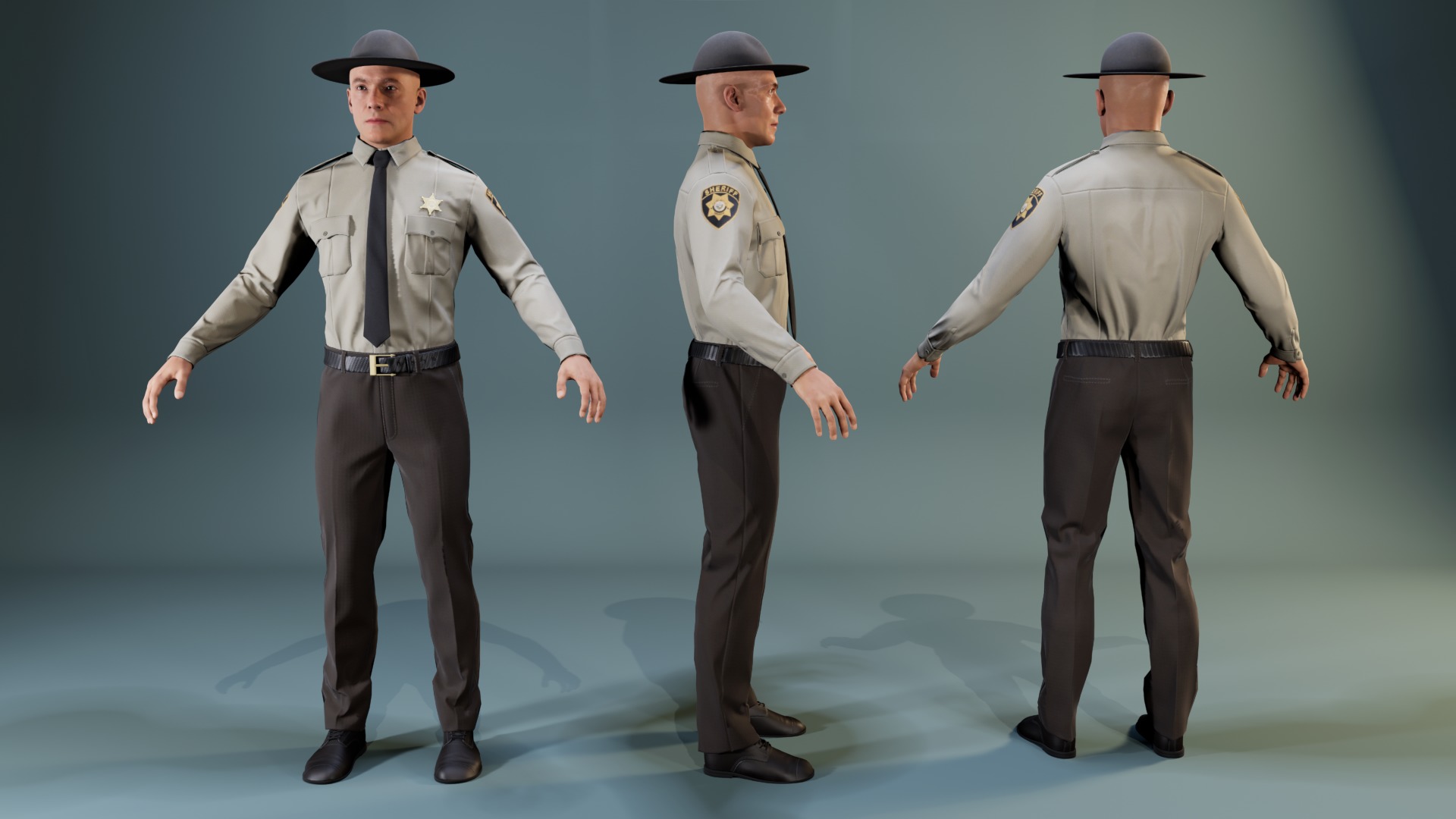 Police Uniform Bundle For MetaHuman - Rigged - Game Ready Low-poly 3D model_25