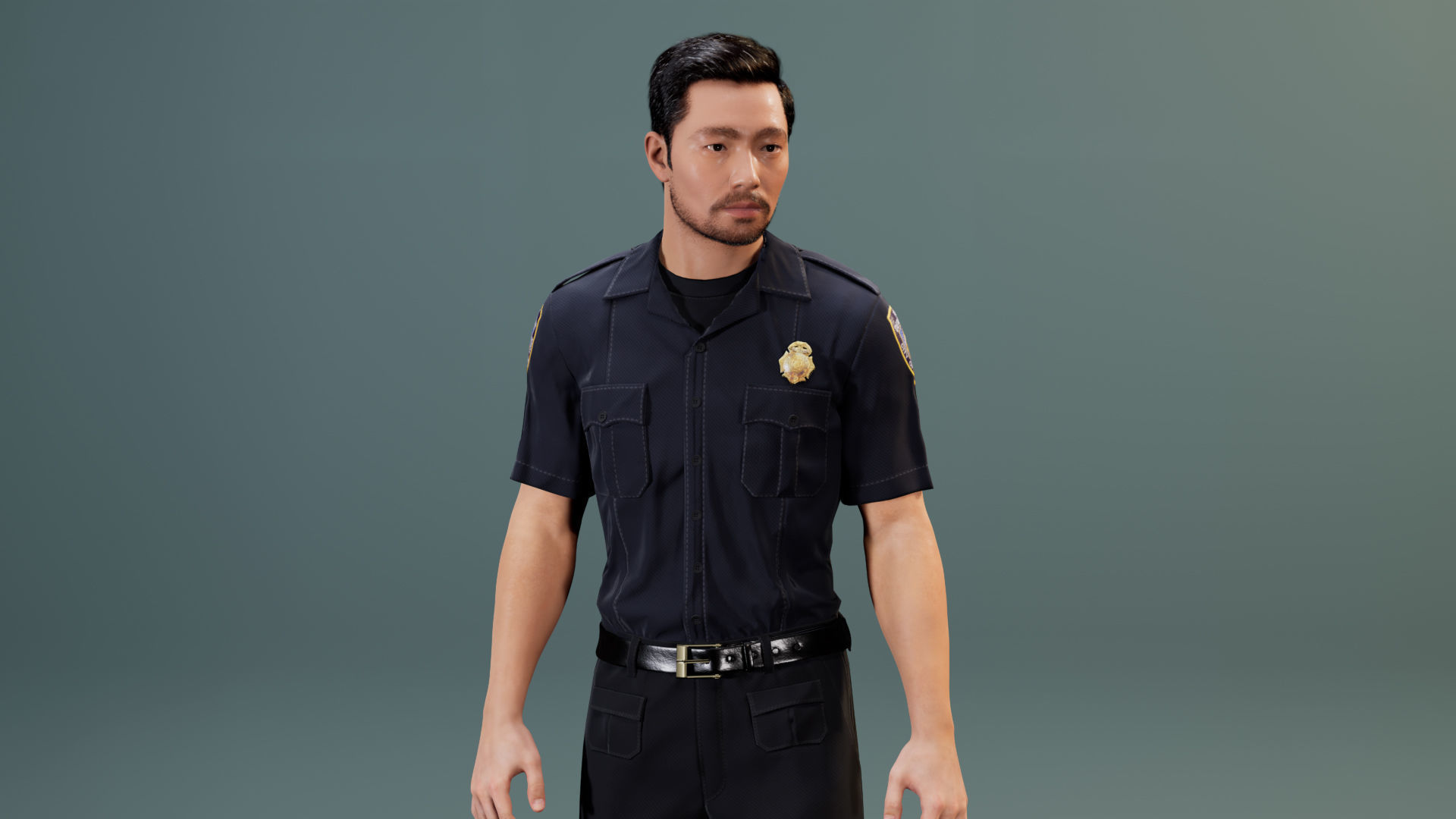Police Uniform Bundle For MetaHuman - Rigged - Game Ready Low-poly 3D model_21