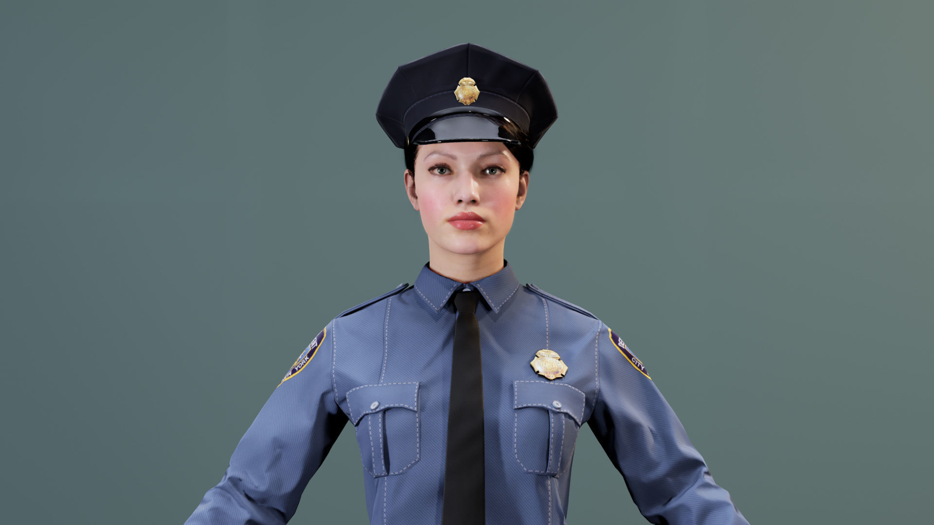 Police Uniform Bundle For MetaHuman - Rigged - Game Ready Low-poly 3D model_9
