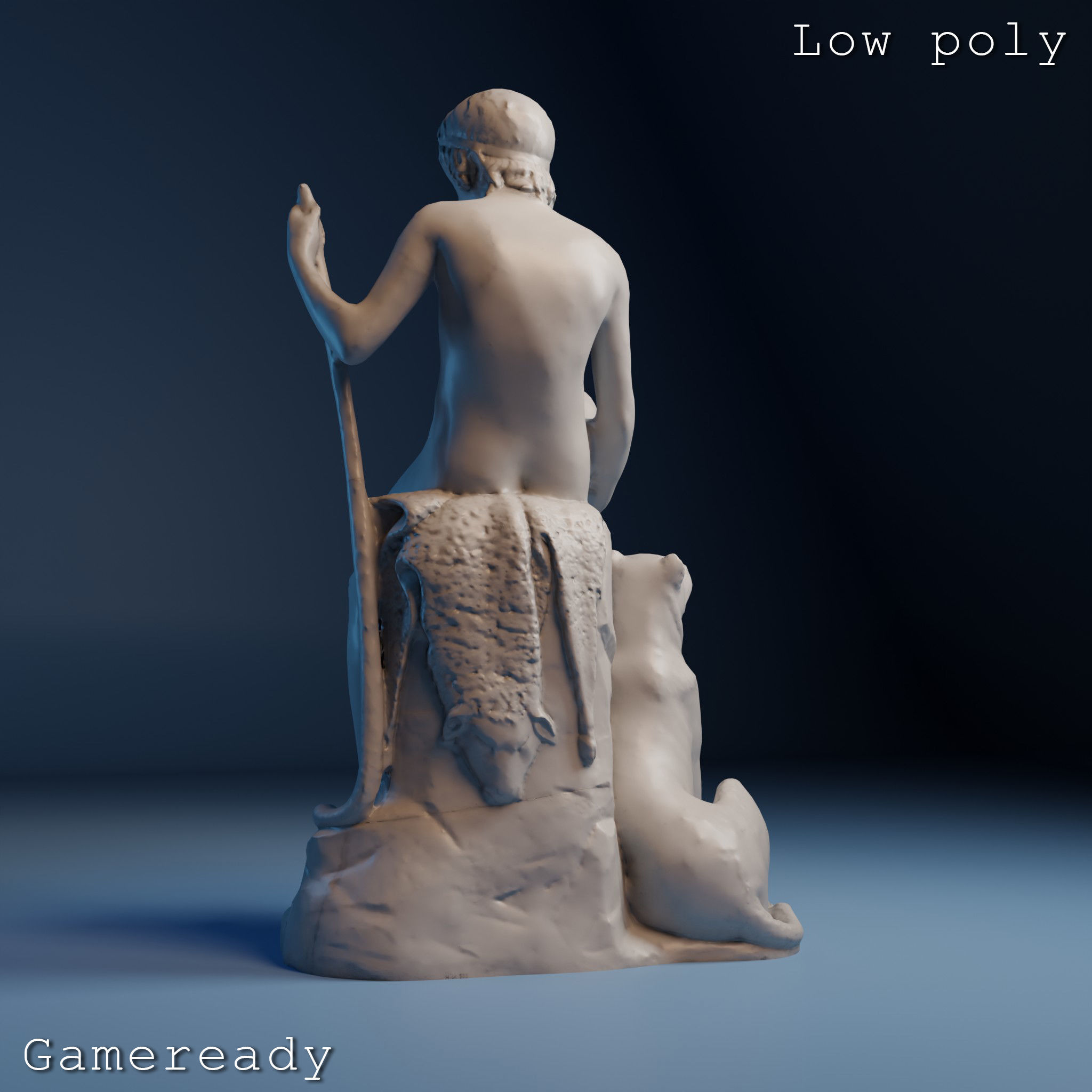 Bertel Thorvaldsen Shepherd 3D Sculpture Low Poly High Poly 3D print model_17