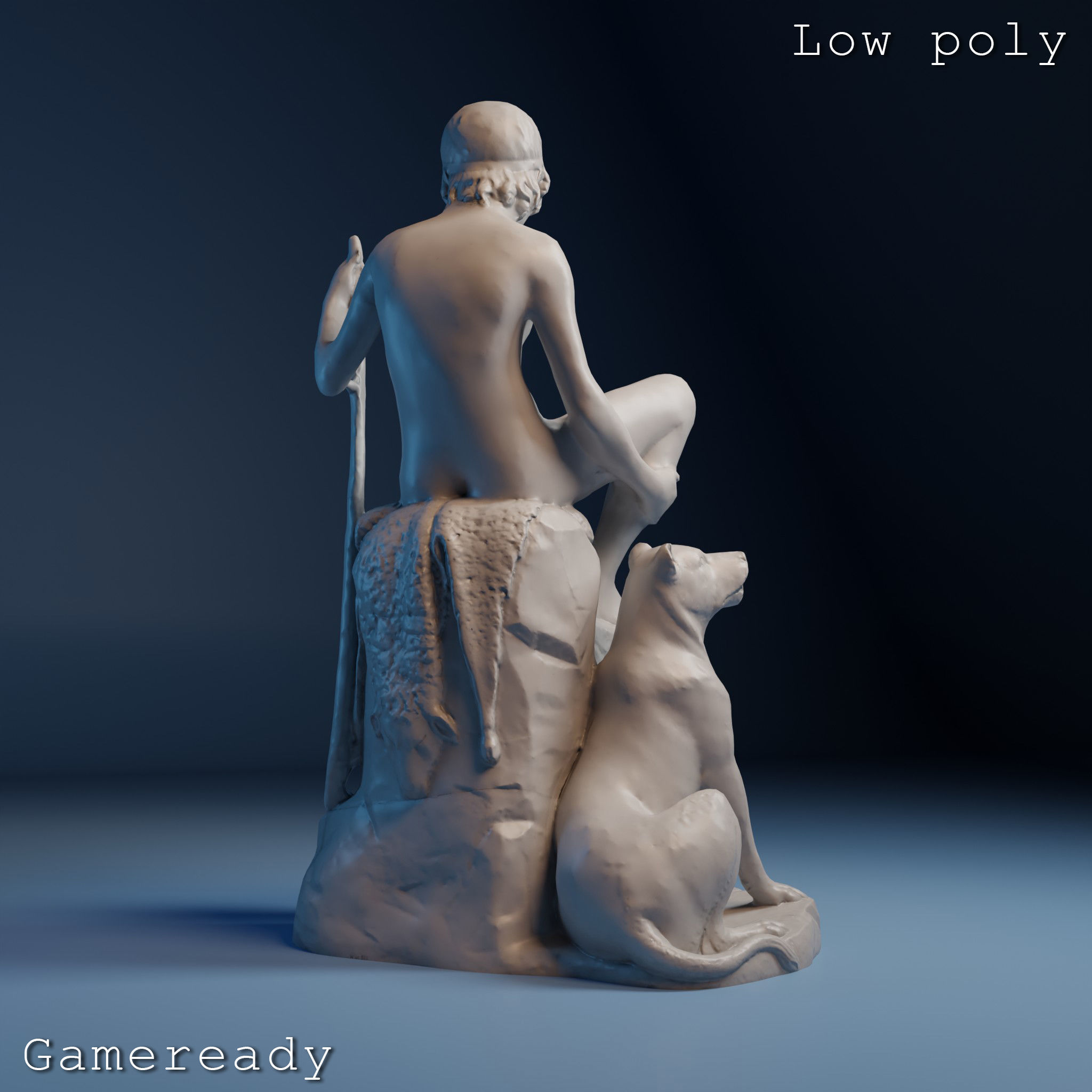 Bertel Thorvaldsen Shepherd 3D Sculpture Low Poly High Poly 3D print model_16