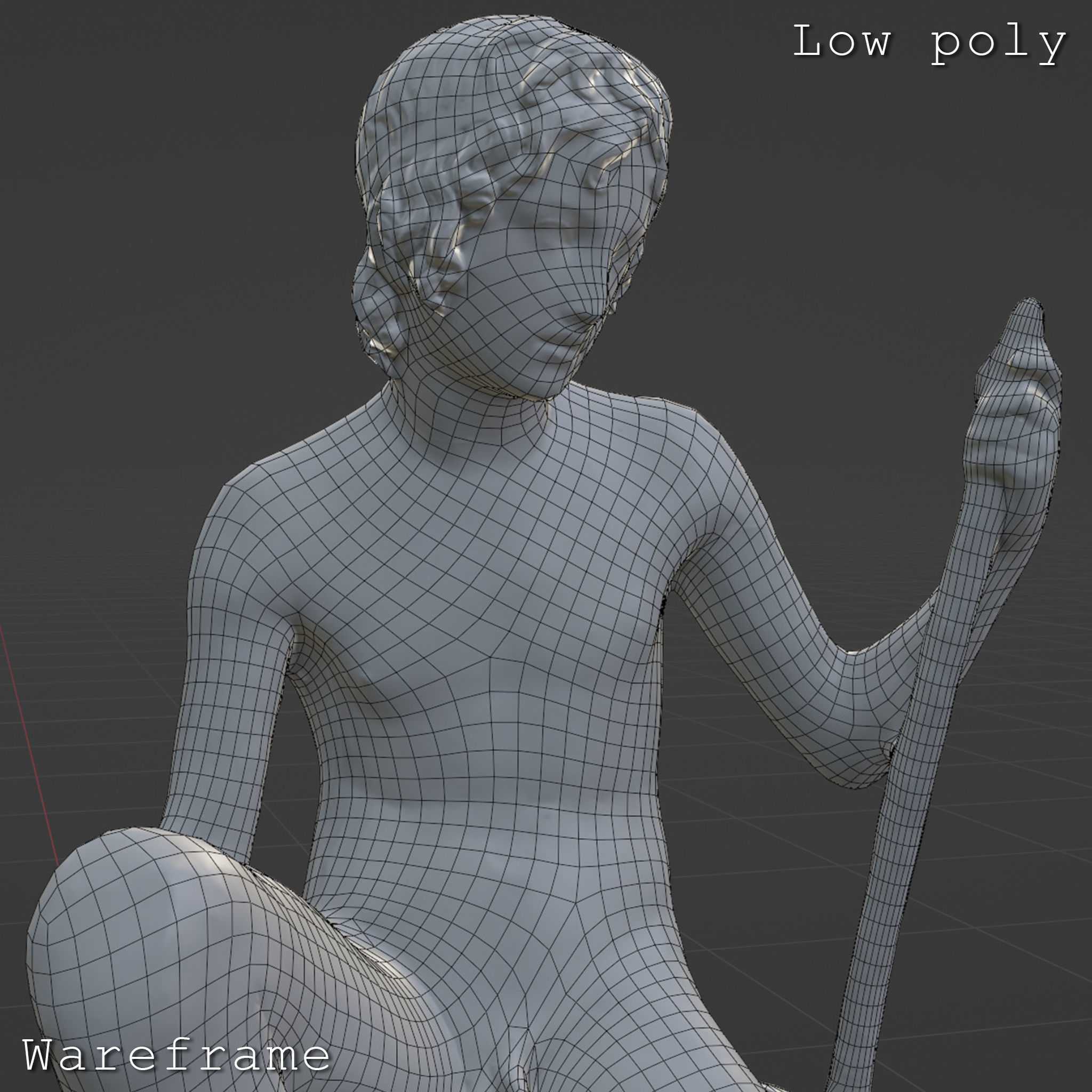 Bertel Thorvaldsen Shepherd 3D Sculpture Low Poly High Poly 3D print model_22