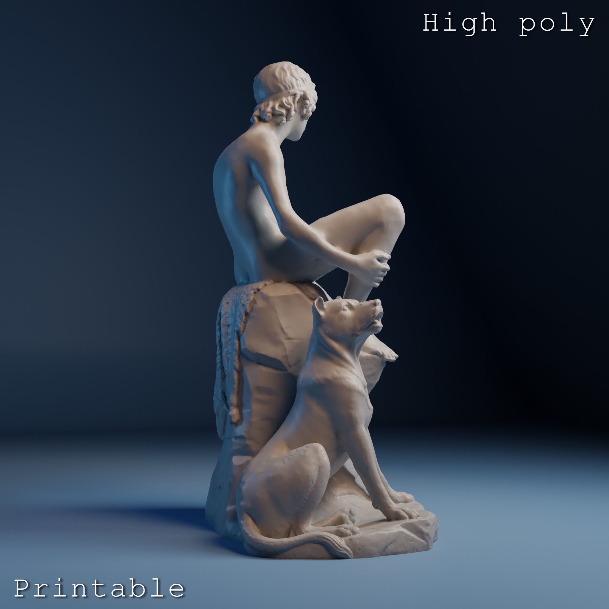 Bertel Thorvaldsen Shepherd 3D Sculpture Low Poly High Poly 3D print model_4