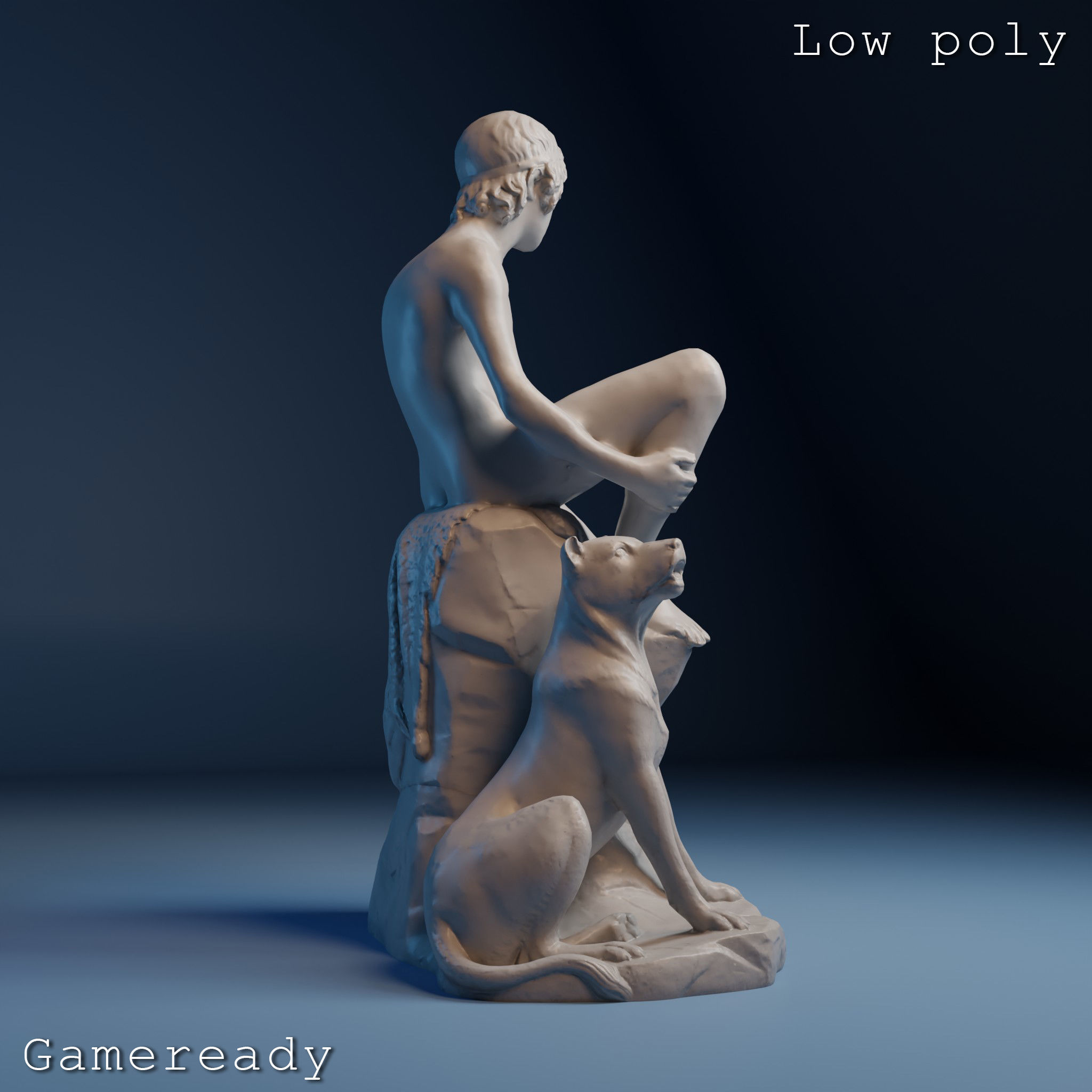 Bertel Thorvaldsen Shepherd 3D Sculpture Low Poly High Poly 3D print model_15