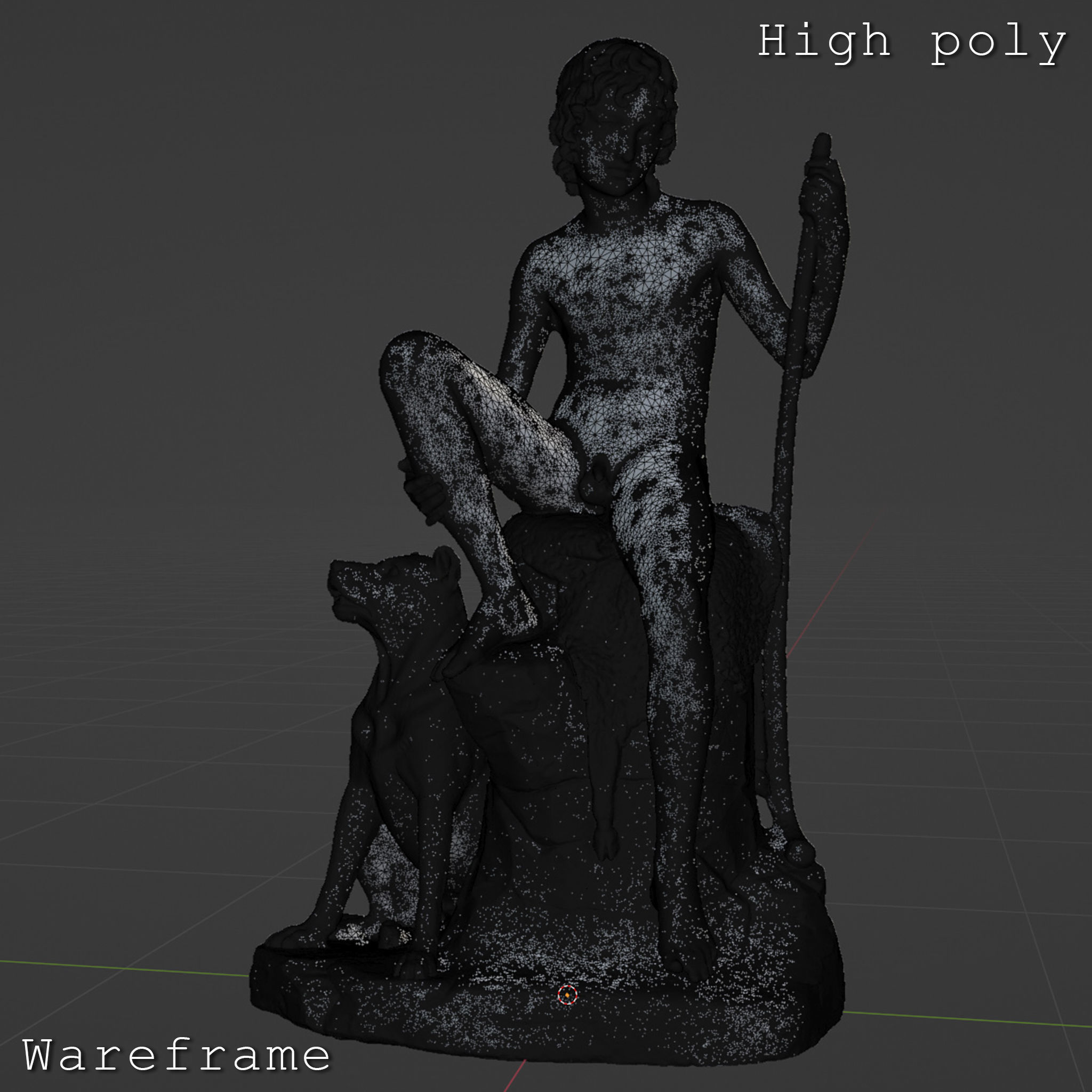 Bertel Thorvaldsen Shepherd 3D Sculpture Low Poly High Poly 3D print model_12