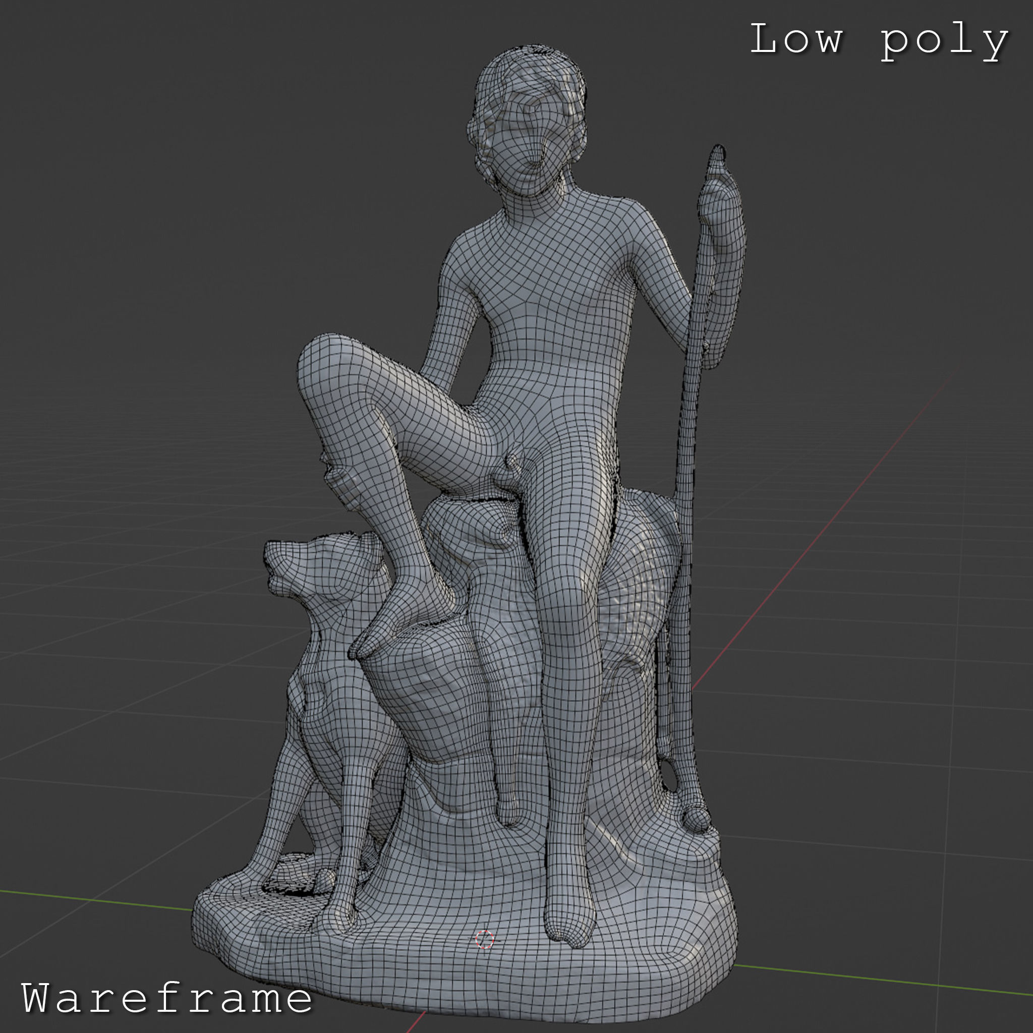 Bertel Thorvaldsen Shepherd 3D Sculpture Low Poly High Poly 3D print model_21