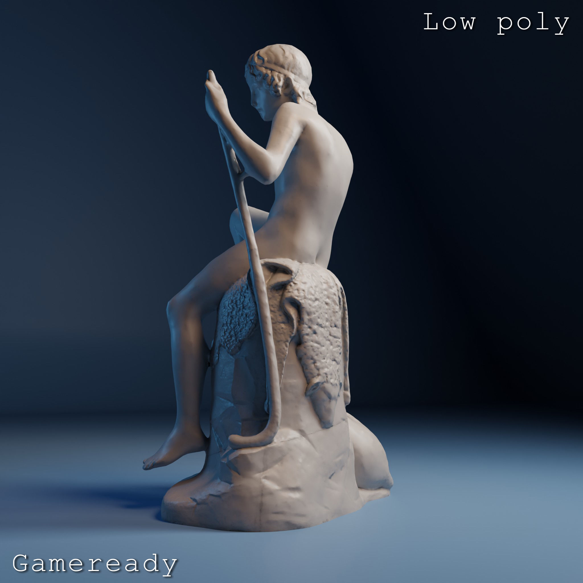 Bertel Thorvaldsen Shepherd 3D Sculpture Low Poly High Poly 3D print model_18