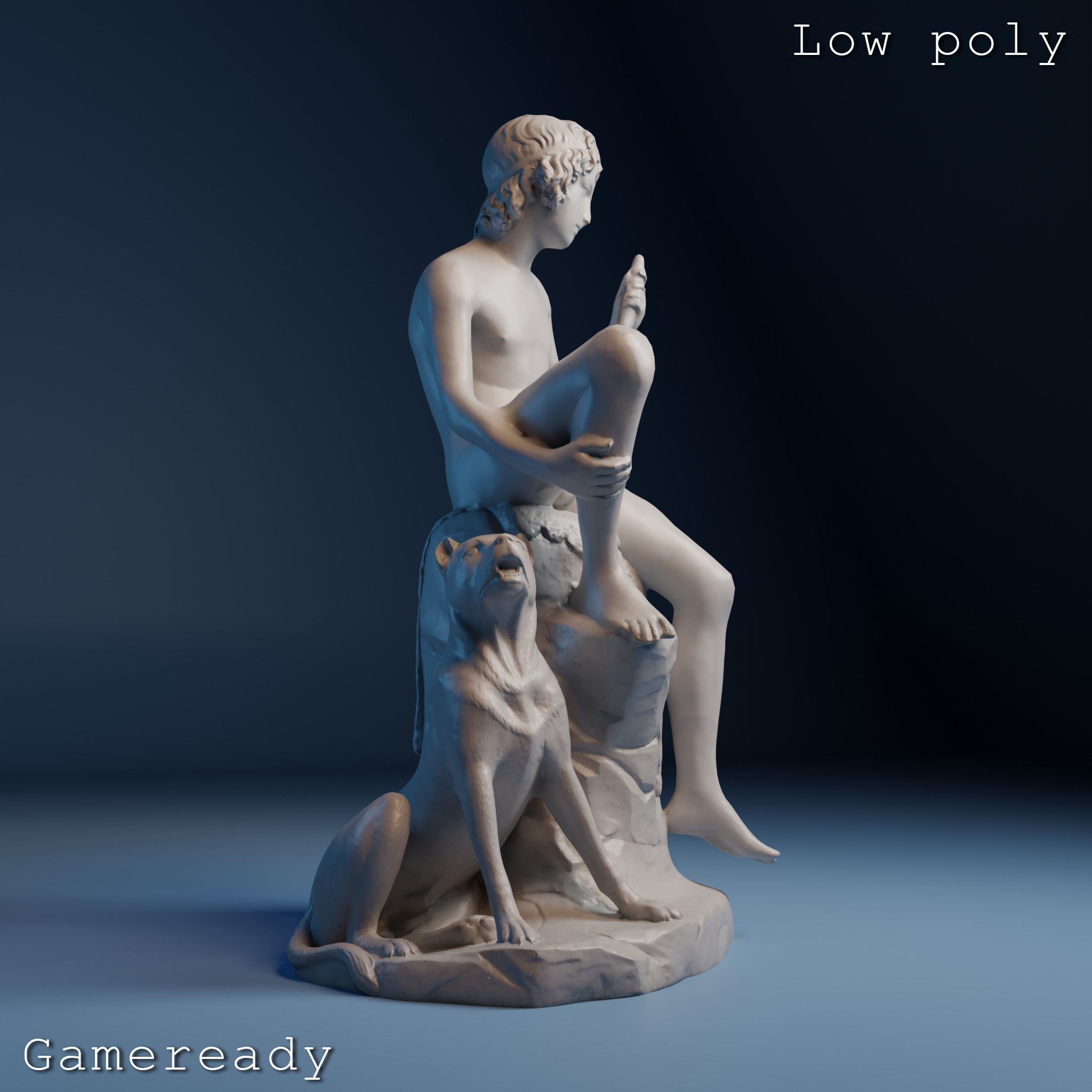 Bertel Thorvaldsen Shepherd 3D Sculpture Low Poly High Poly 3D print model_14