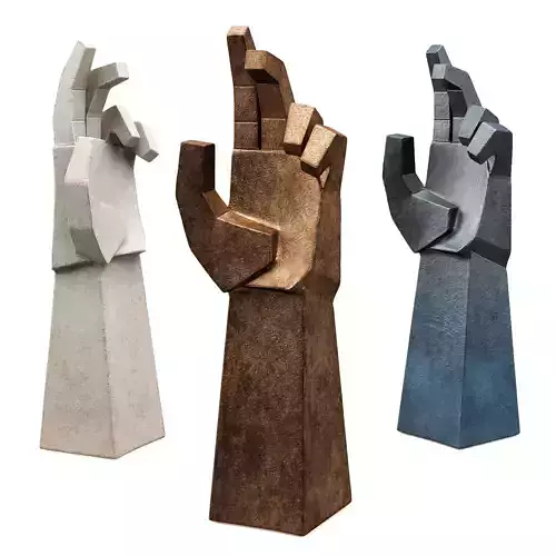 Cubist hand sculpture Low-poly 3D model