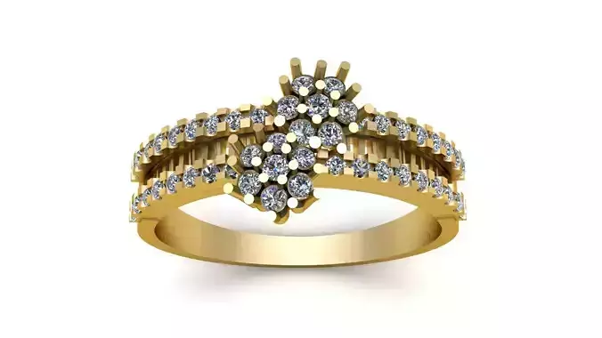 Engagement Flower Diamond Ring 3d printable Model