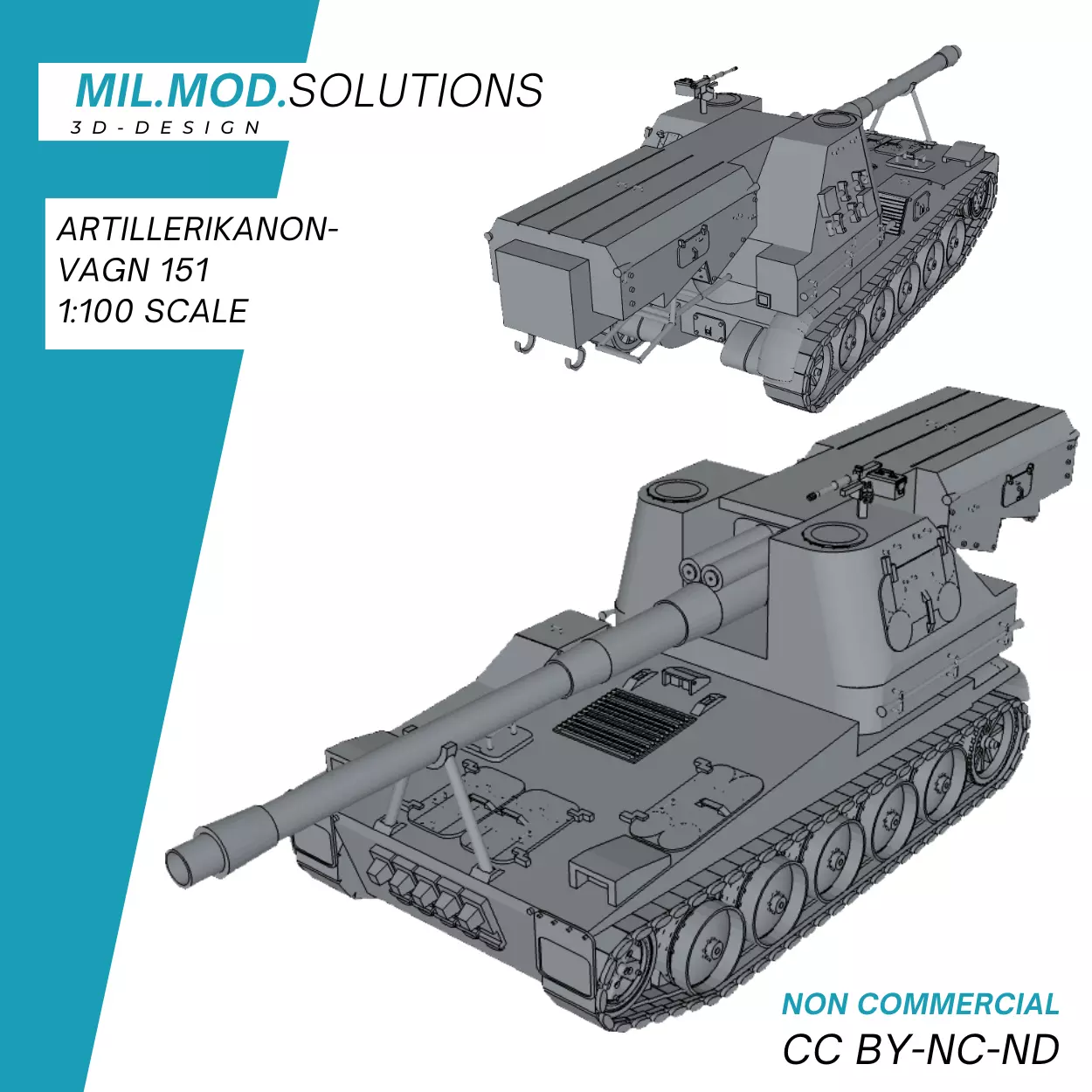 Artillerikanonvagn 151 Bandkanon 1 3D print model_0