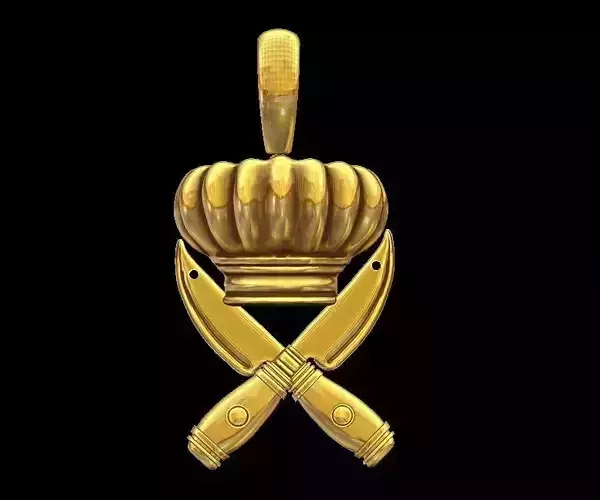 Chefs hat with Knives Pendant 3D print model