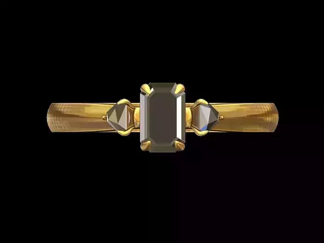 Emerald Cut Trillion Engagement Ring