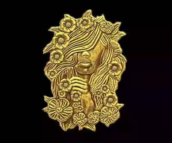 Girls face with flowers Pendant